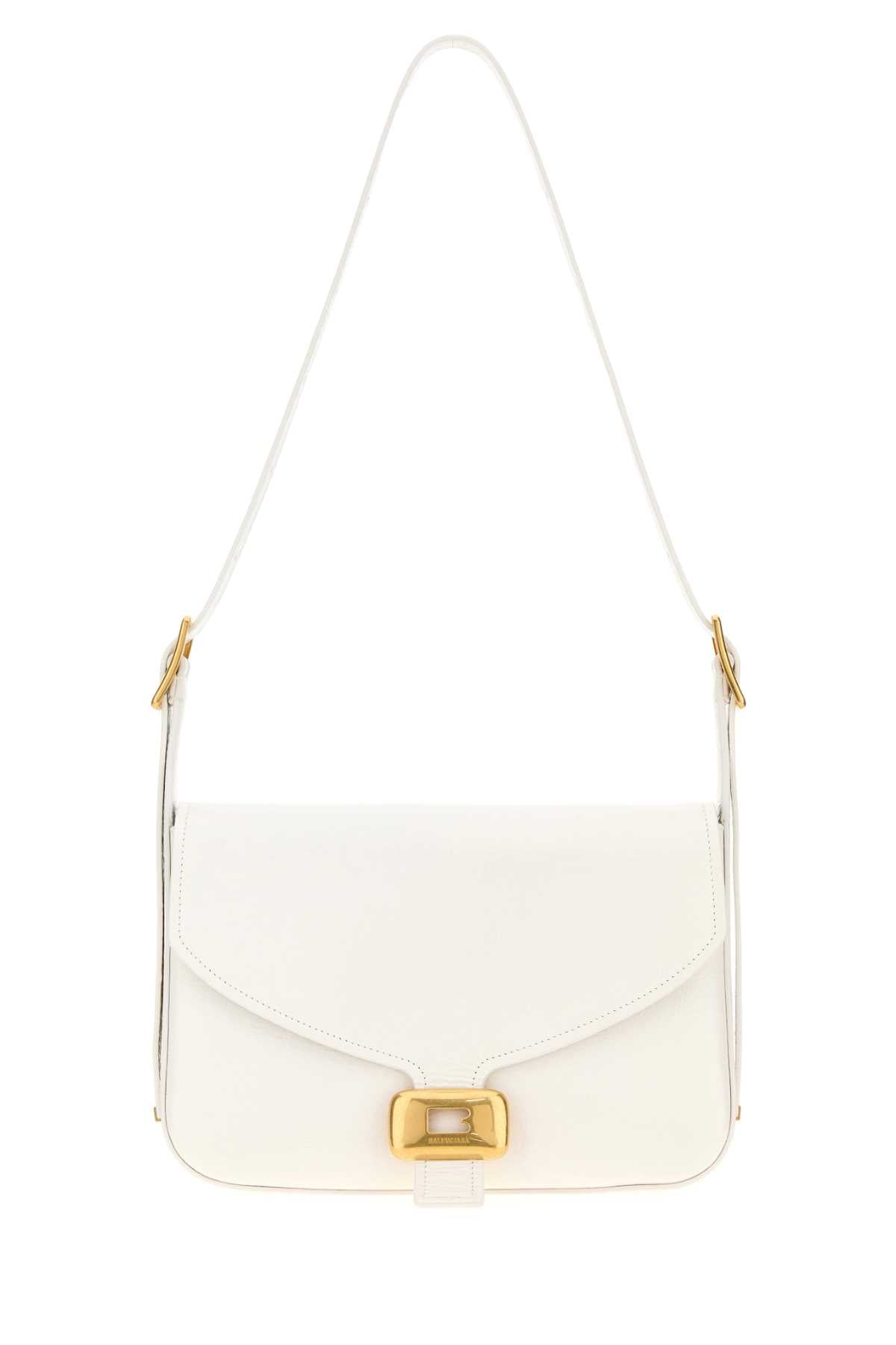 Balenciaga Women White Leather Medium Clicca Shoulder Bag BALENCIAGA