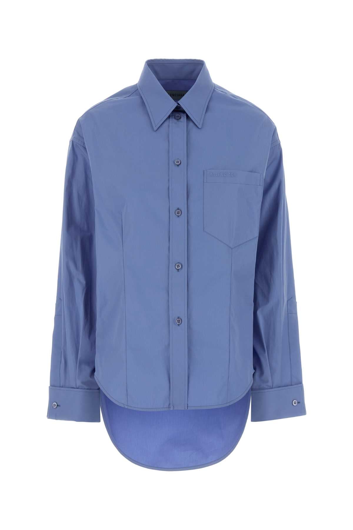 Balenciaga Women Cerulean Poplin Shirt BALENCIAGA