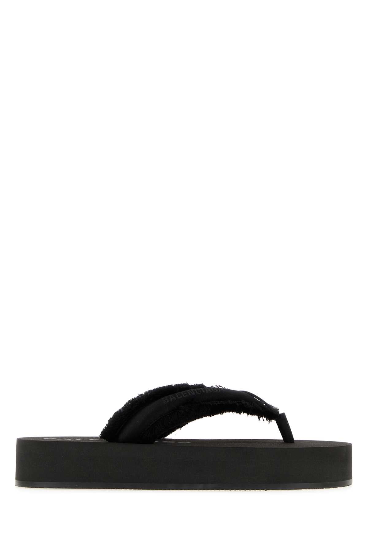 Balenciaga Women Black Satin Jet Leg Thong Slippers BALENCIAGA