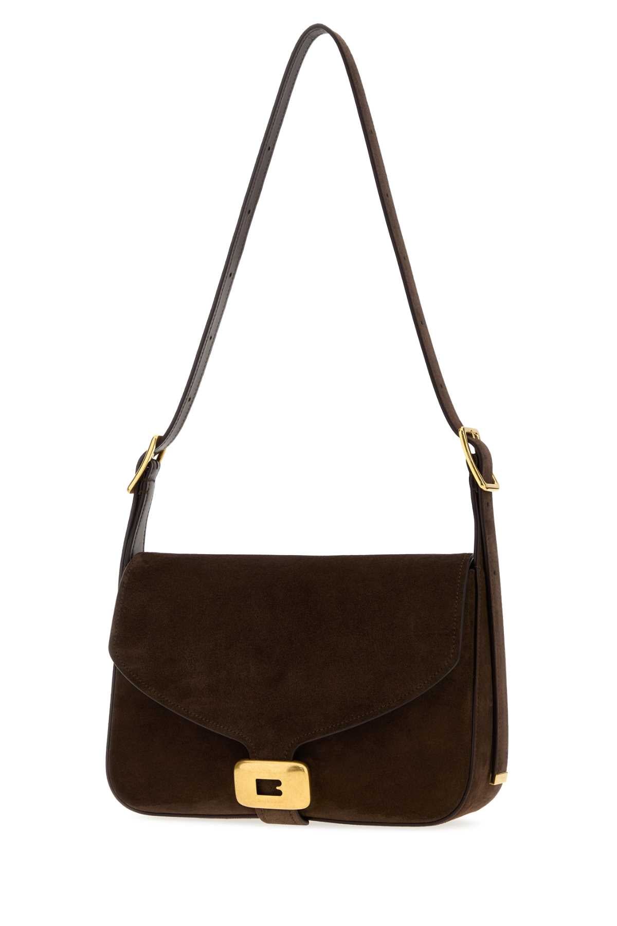 Balenciaga Women Dark Brown Suede Medium Clicca Shoulder Bag BALENCIAGA
