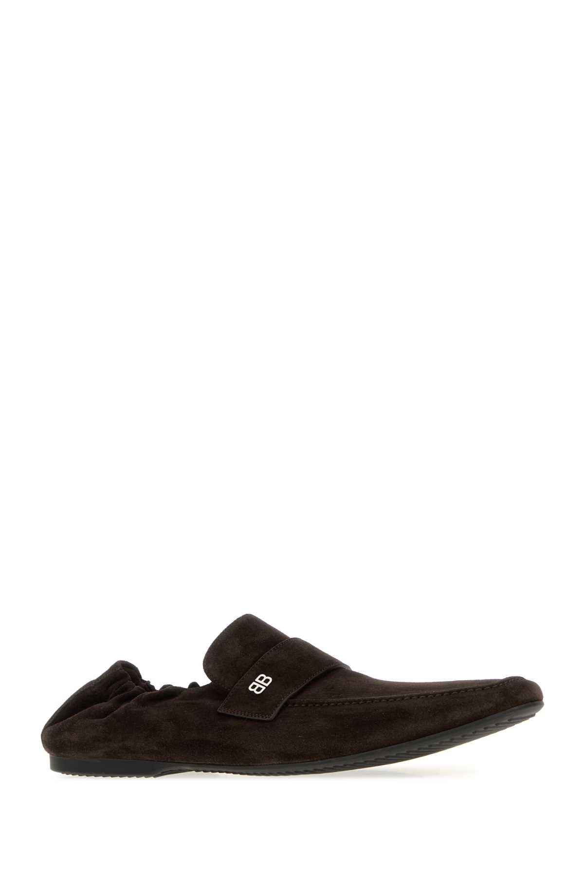 Balenciaga Men Dark Brown Suede Palermo Bb Loafers BALENCIAGA