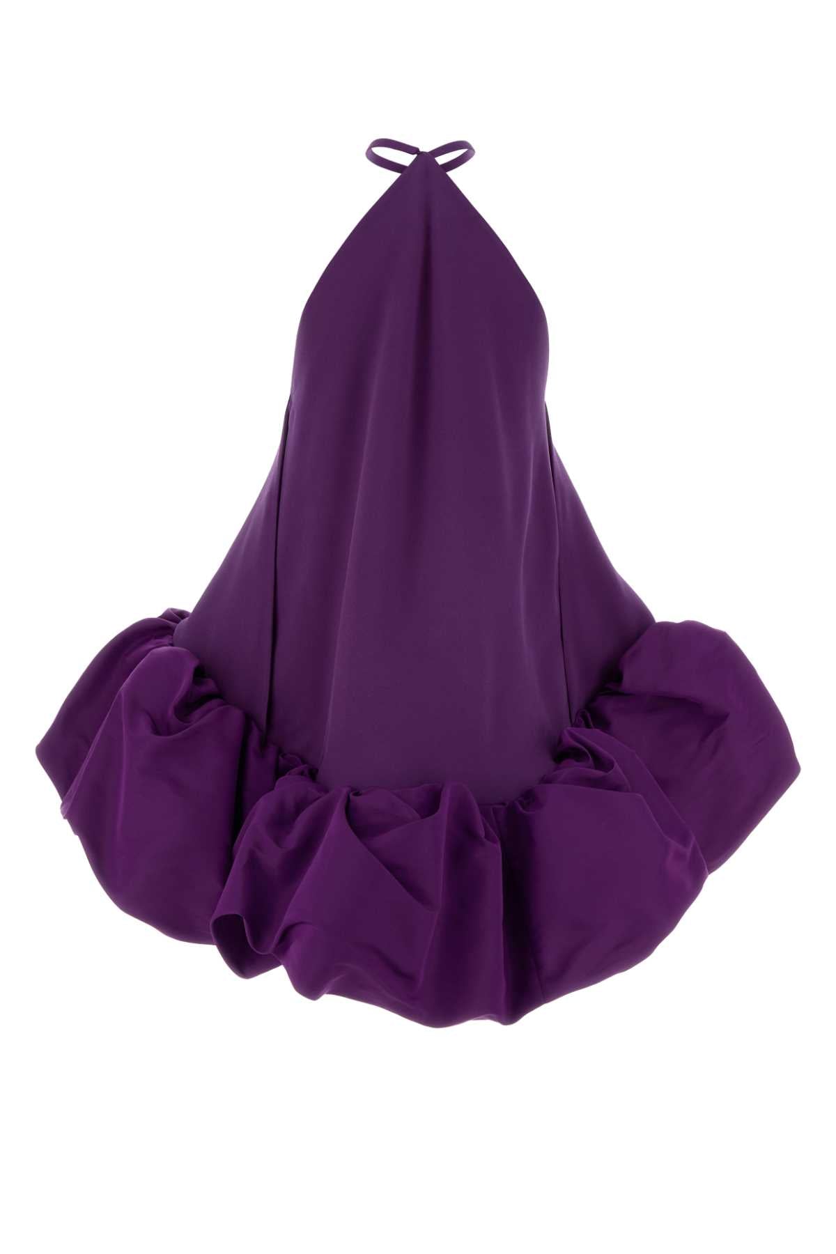 Balenciaga Women Purple Crepe Mini Dress BALENCIAGA