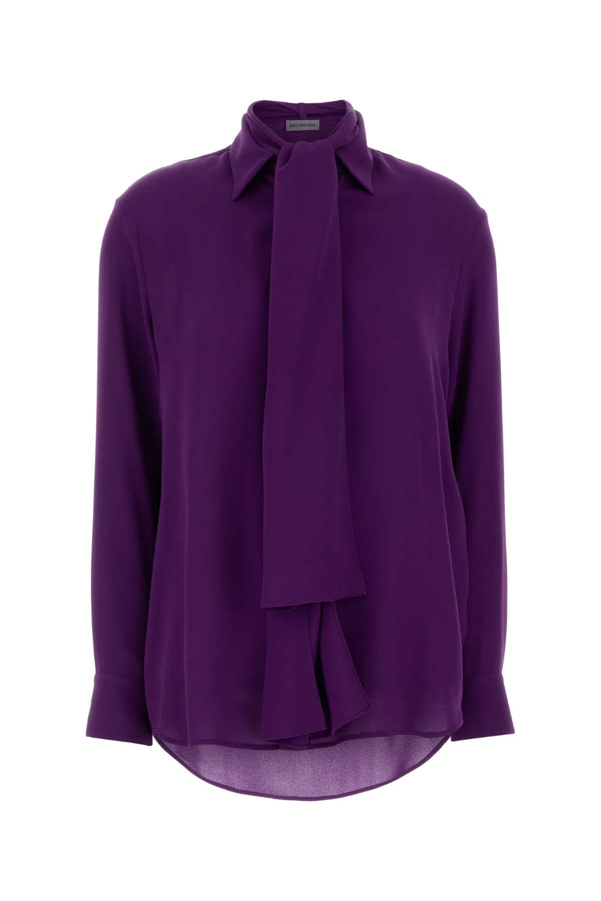 Balenciaga Women Purple Georgette Shirt BALENCIAGA