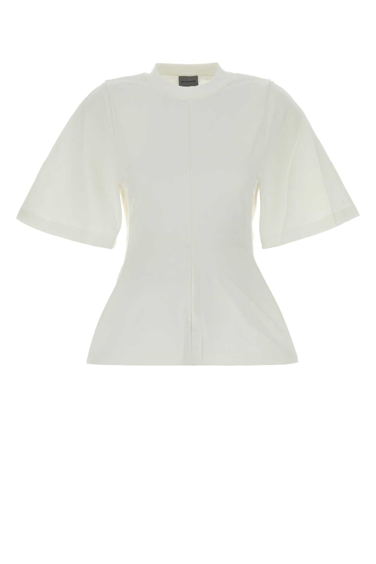 Balenciaga Women White Cotton T-Shirt BALENCIAGA