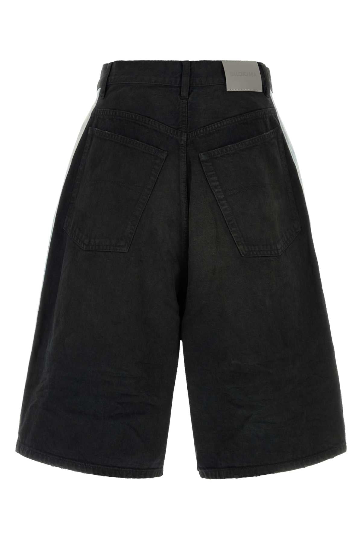 Balenciaga Men Black Denim Bermuda Shorts BALENCIAGA