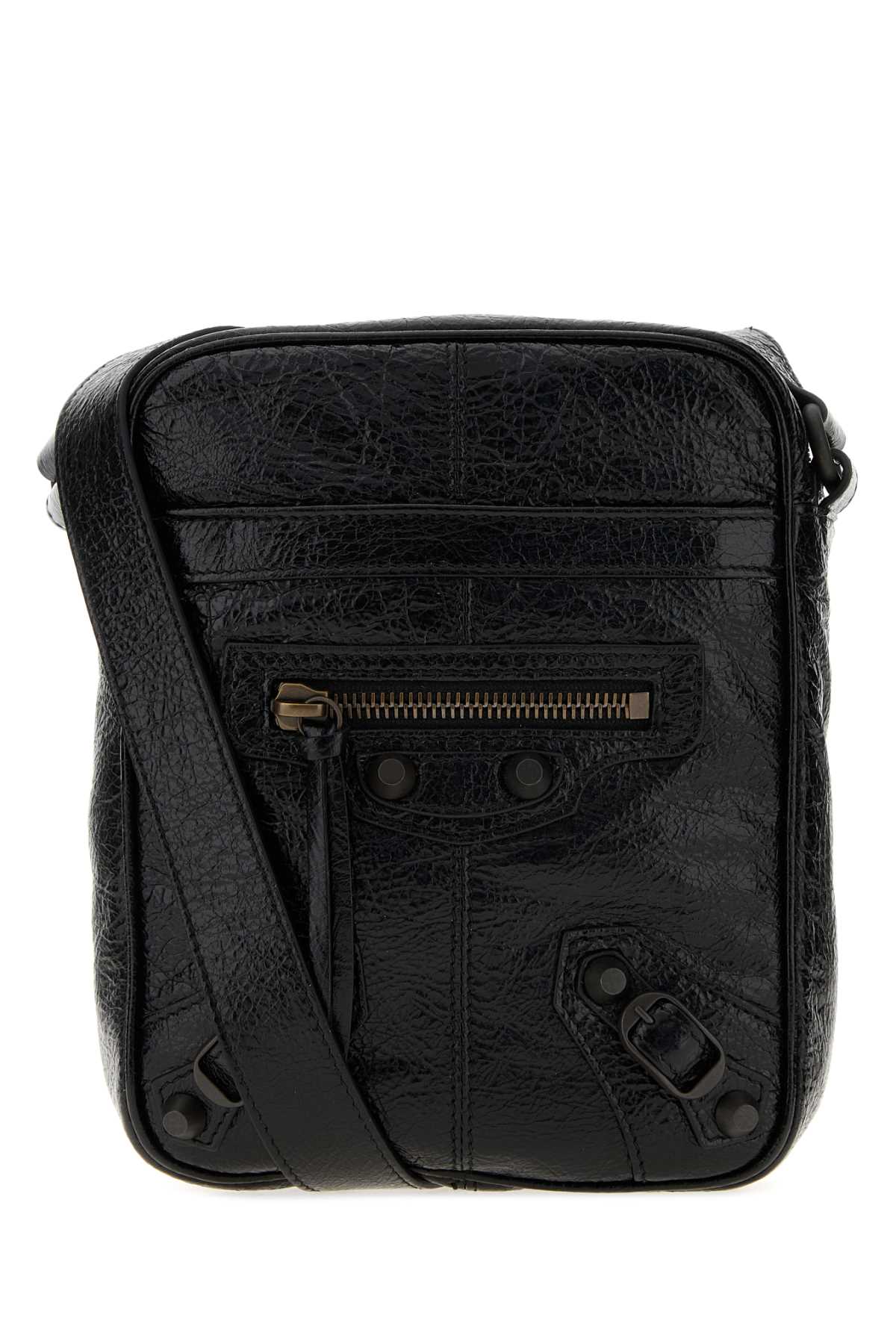 Balenciaga Men Black Leather Le City Crossbody Bag BALENCIAGA