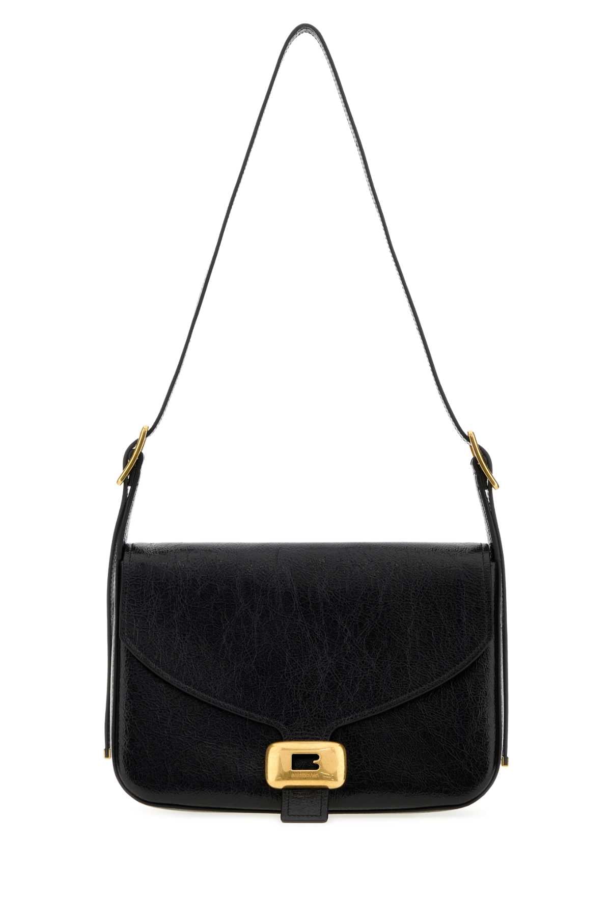 Balenciaga Women Black Leather Medium Clicca Shoulder Bag BALENCIAGA