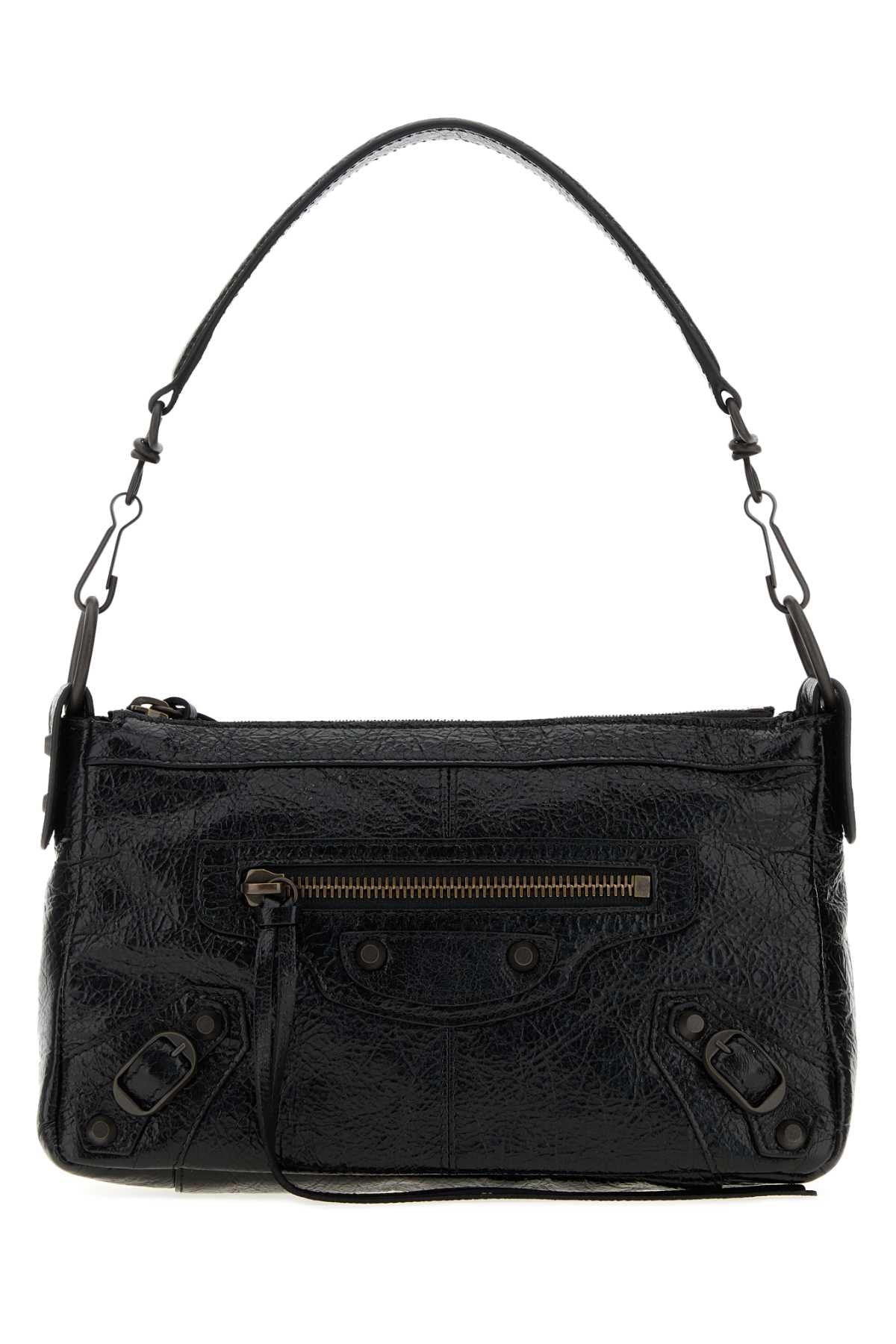 Balenciaga Women Black Leather Mini Le City Moto Shoulder Bag BALENCIAGA