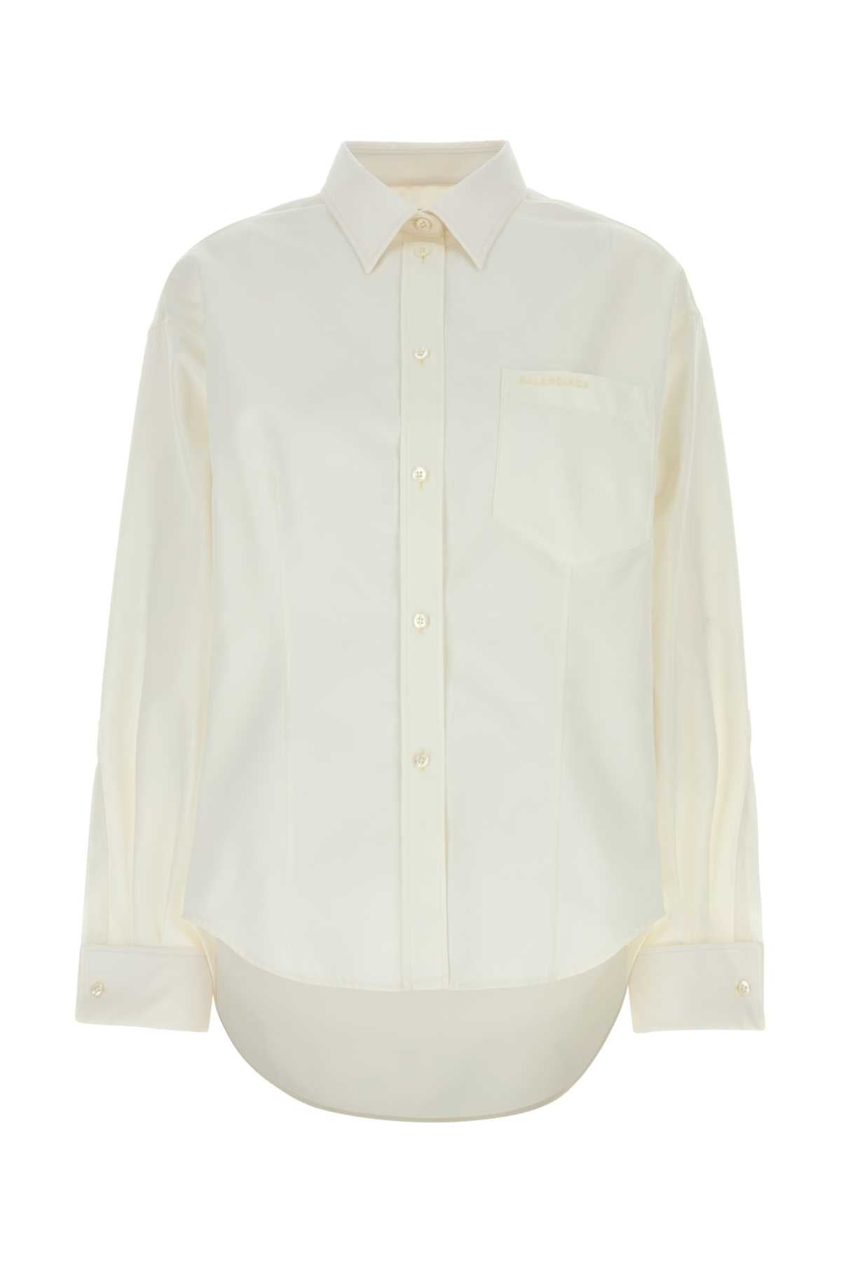 Balenciaga Women White Cotton Blend Shirt BALENCIAGA