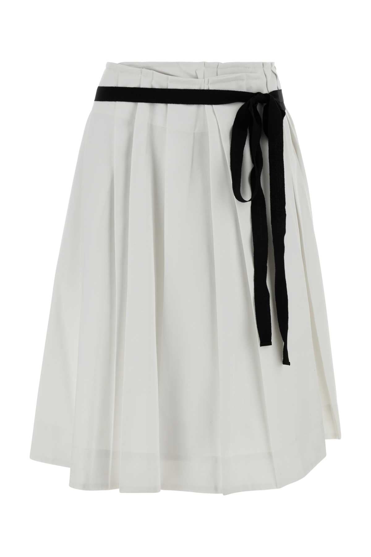 Prada Women White Gabardine Skirt PRADA