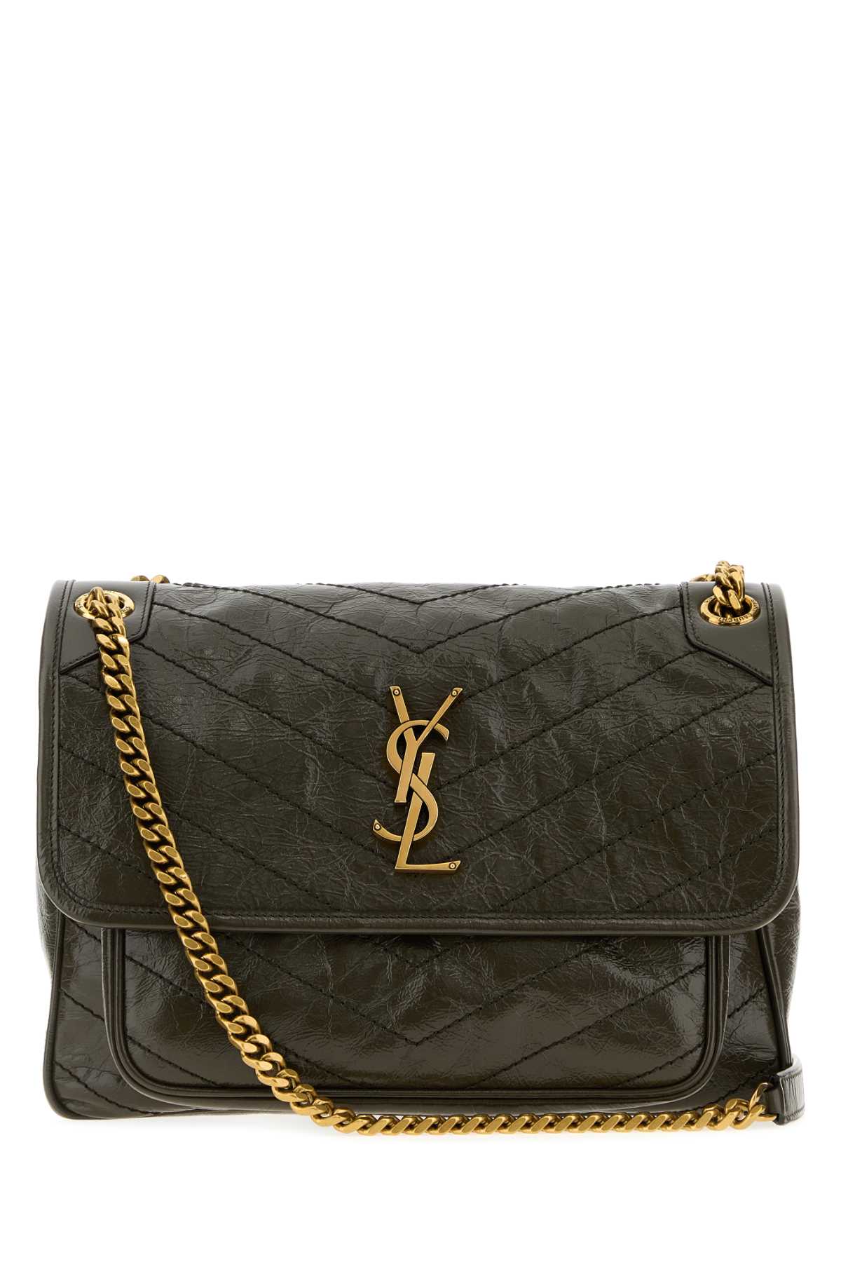 Saint Laurent Women Khaki Leather Medium Niki Shoulder Bag SAINT LAURENT