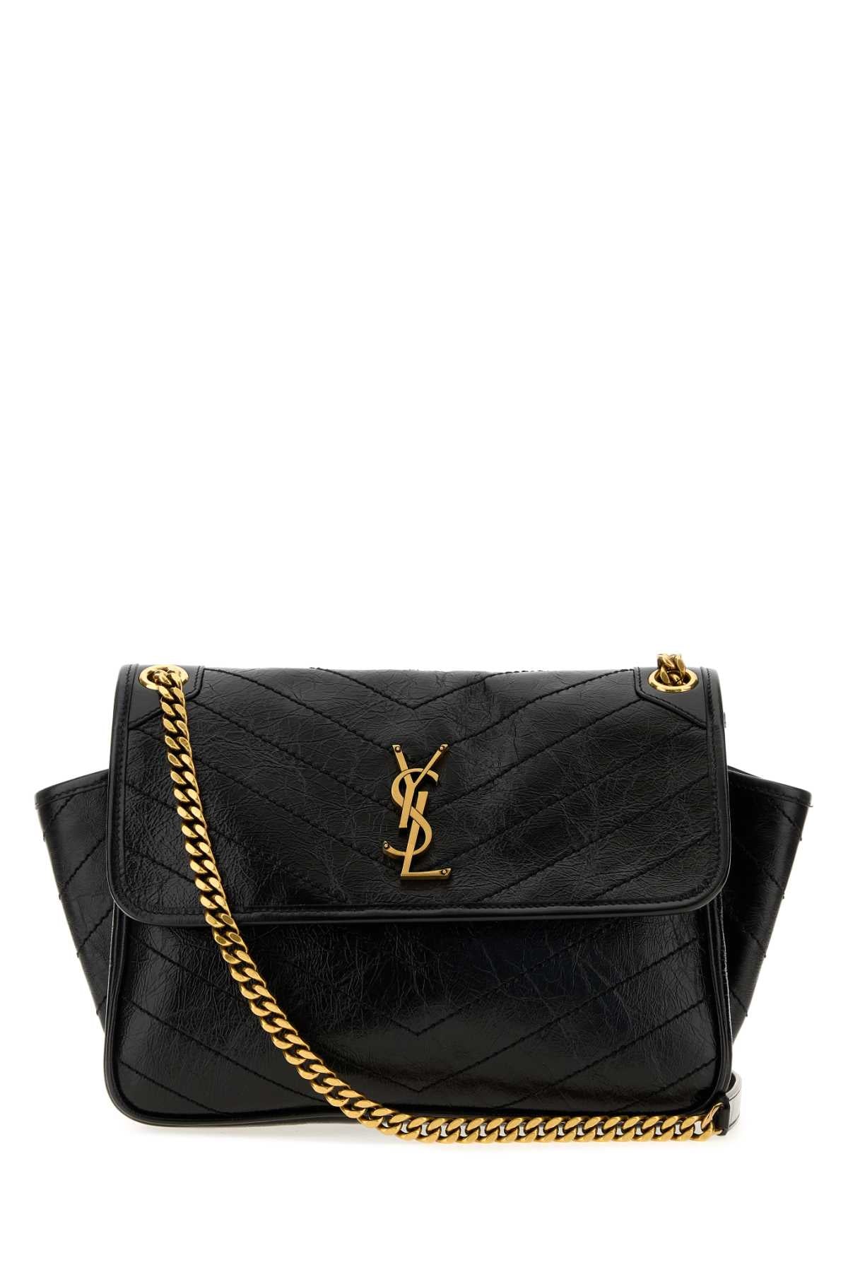 Saint Laurent Women Black Leather Niki Shoulder Bag SAINT LAURENT