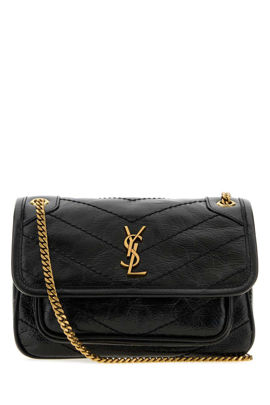 Saint Laurent Women Black Leather Mini Niki Shoulder Bag SAINT LAURENT