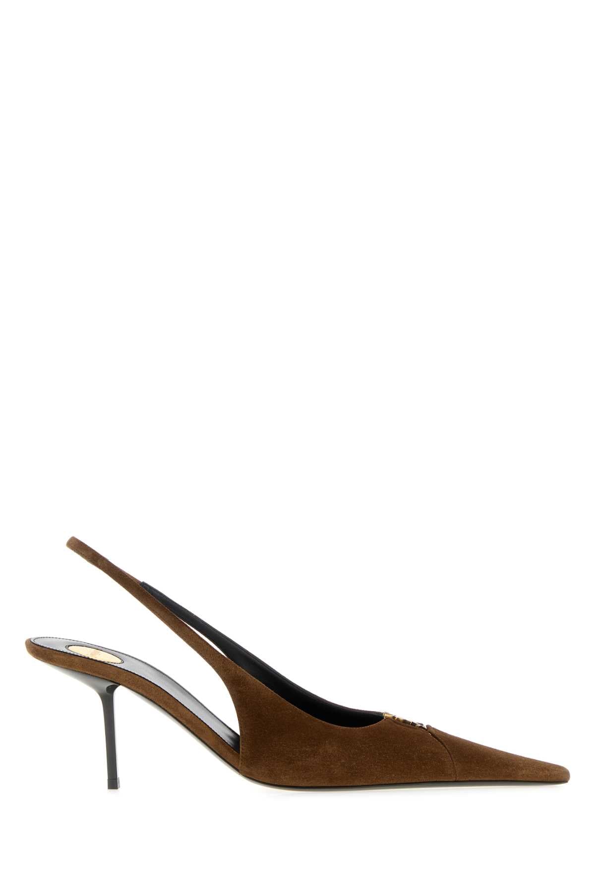 Saint Laurent Women Brown Suede Babylone Breteuil Pumps SAINT LAURENT