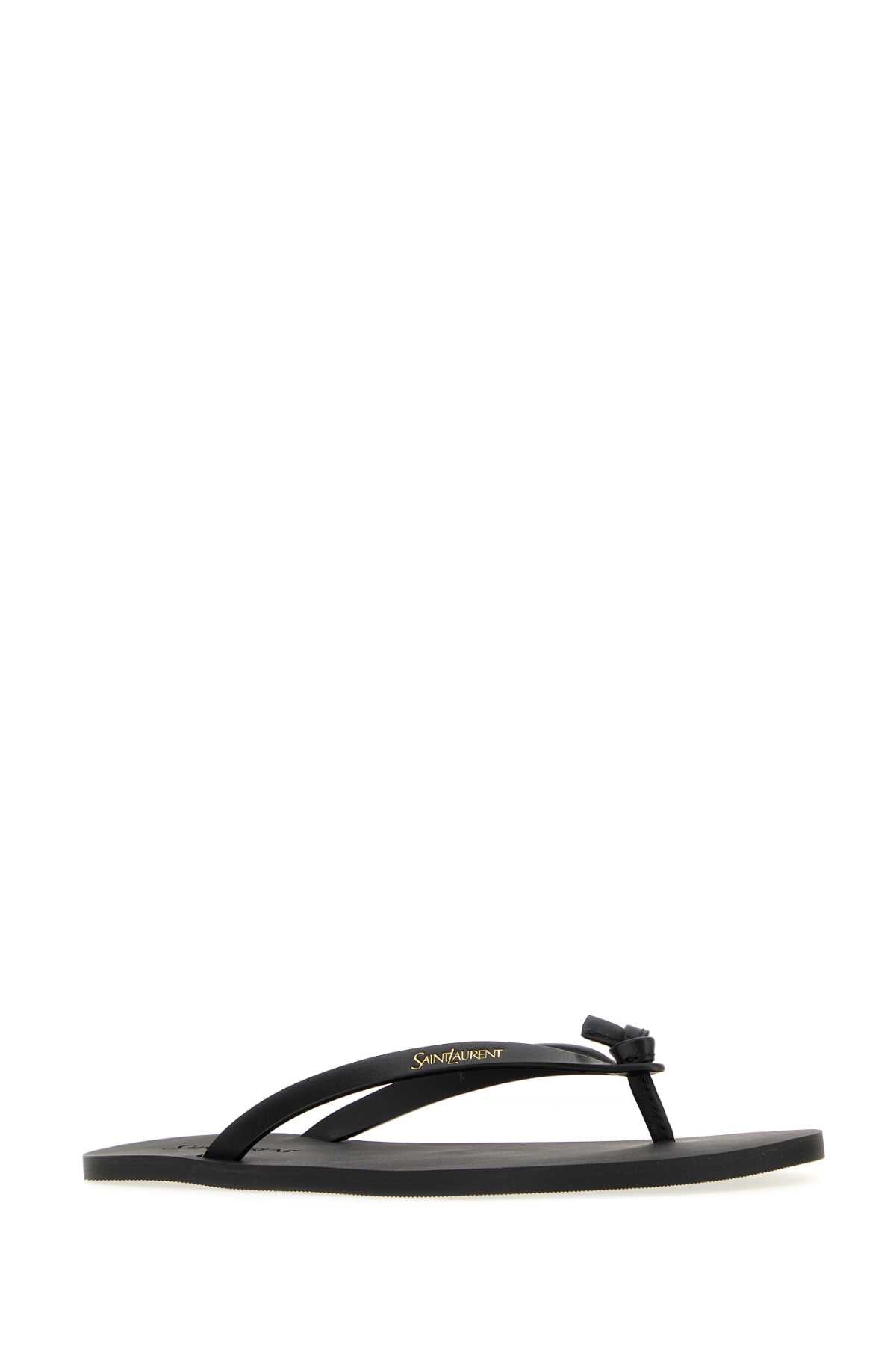 Saint Laurent Women Black Leather Thong Slippers SAINT LAURENT
