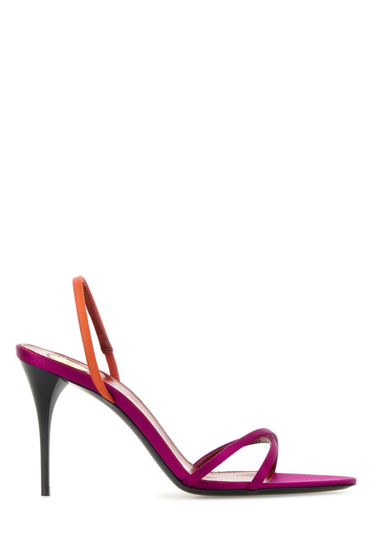 Saint Laurent Women Two-Tone Satin Justify Sandals SAINT LAURENT