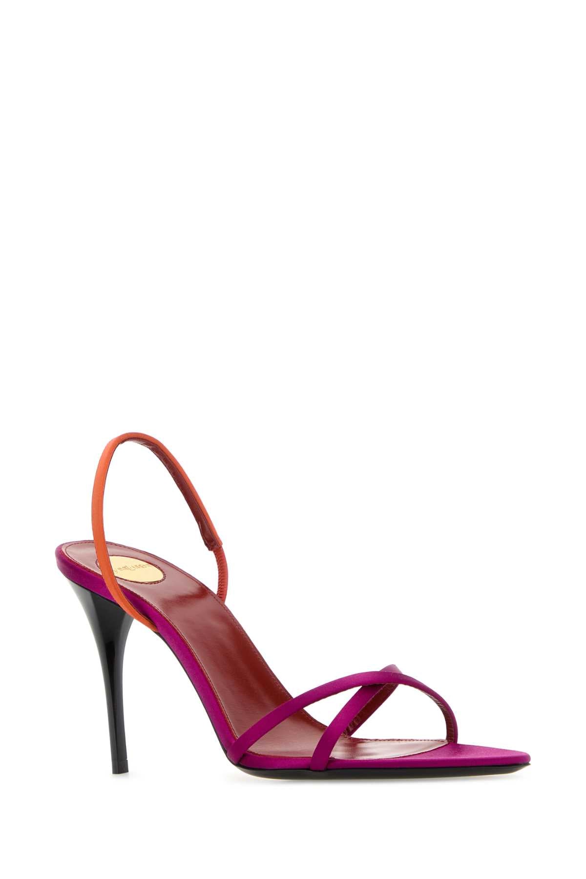 Saint Laurent Women Two-Tone Satin Justify Sandals SAINT LAURENT