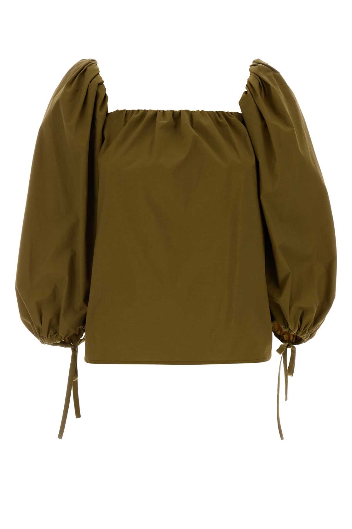 Saint Laurent Women Olive Green Jersey Blouse SAINT LAURENT