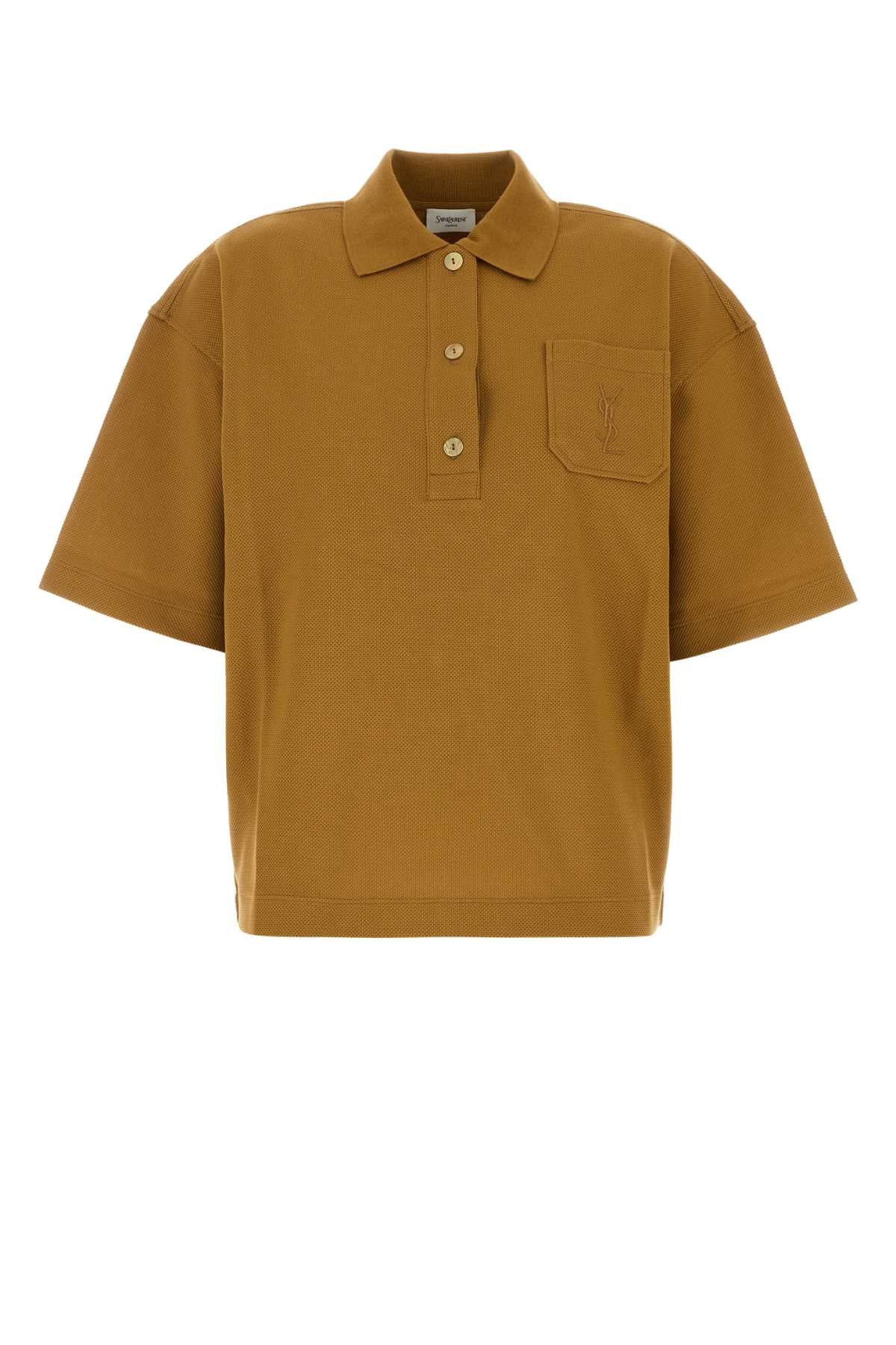 Saint Laurent Women Ochre Piquet Oversize Polo Shirt SAINT LAURENT