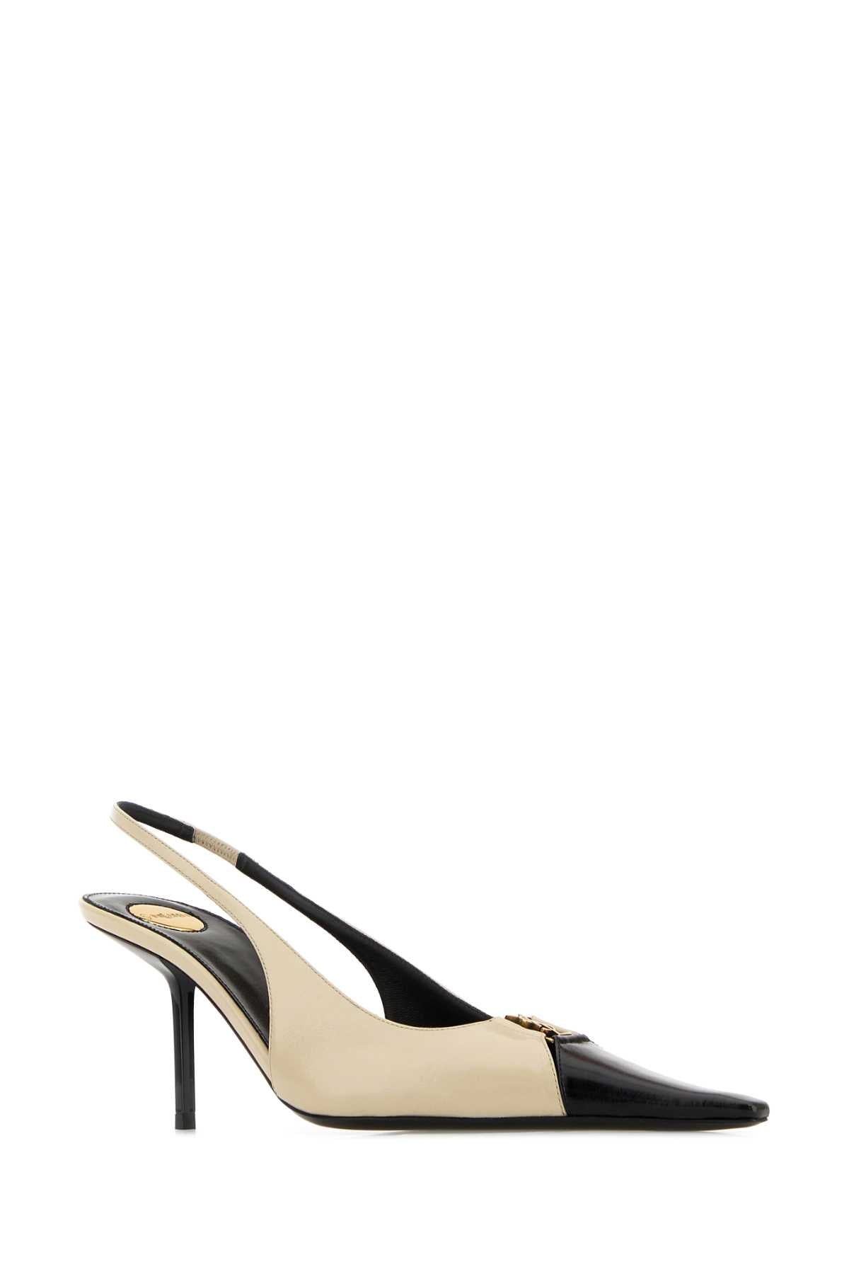 Saint Laurent Women Two-Tone Leather Babylone Breteuil Pumps SAINT LAURENT