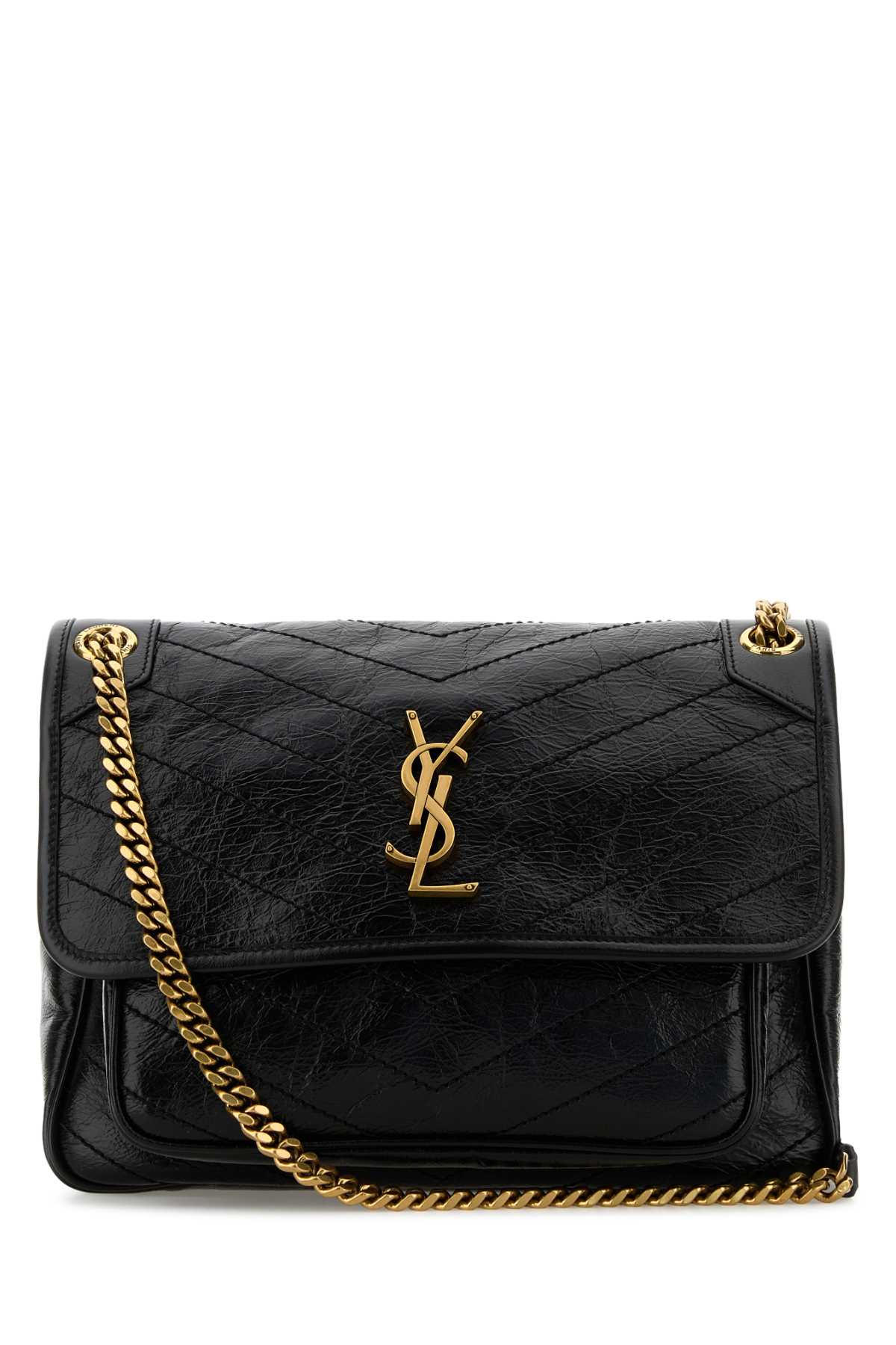 Saint Laurent Women Black Leather Medium Niki Shoulder Bag SAINT LAURENT