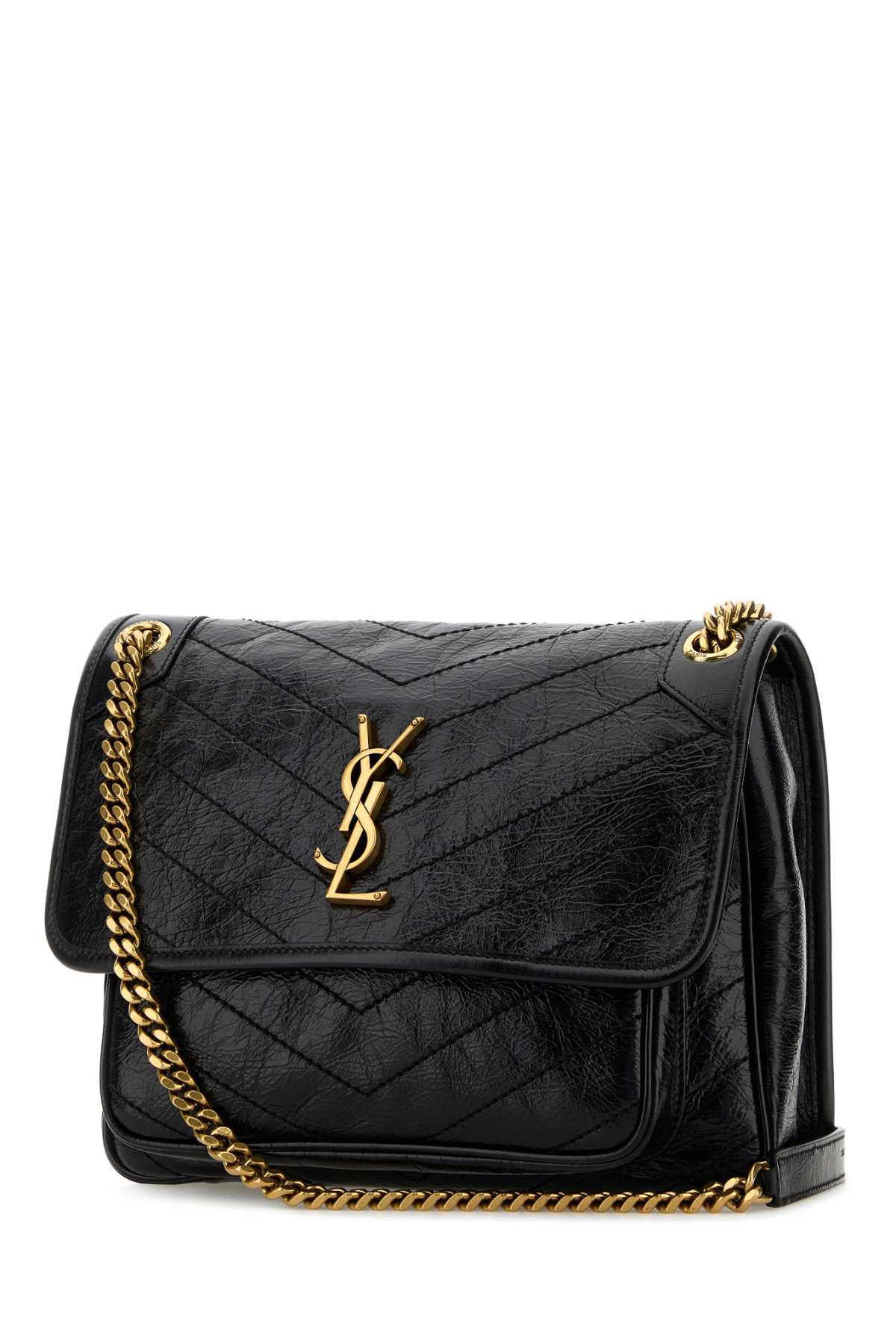 Saint Laurent Women Black Leather Medium Niki Shoulder Bag SAINT LAURENT
