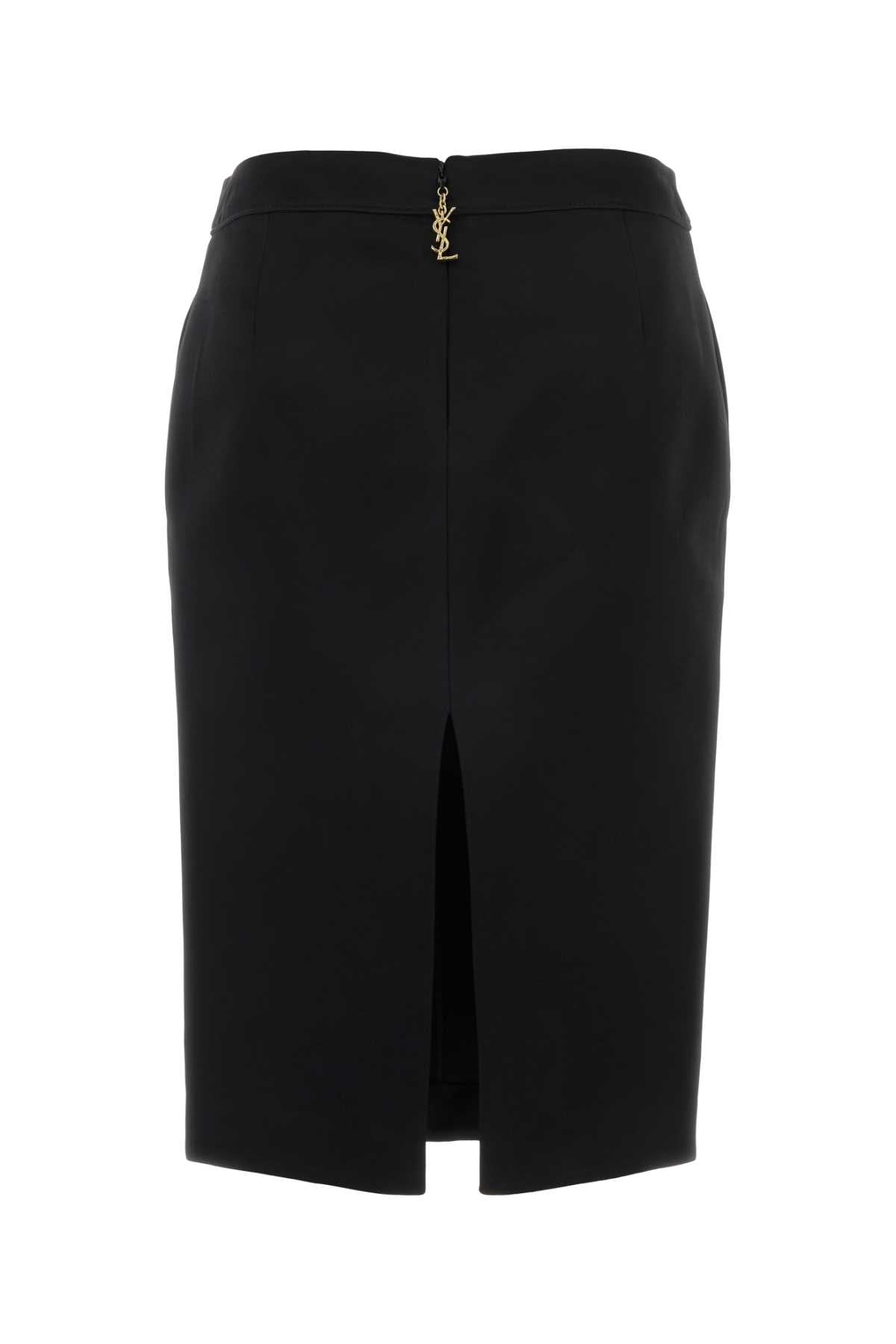 Saint Laurent Women Black Satin Skirt SAINT LAURENT