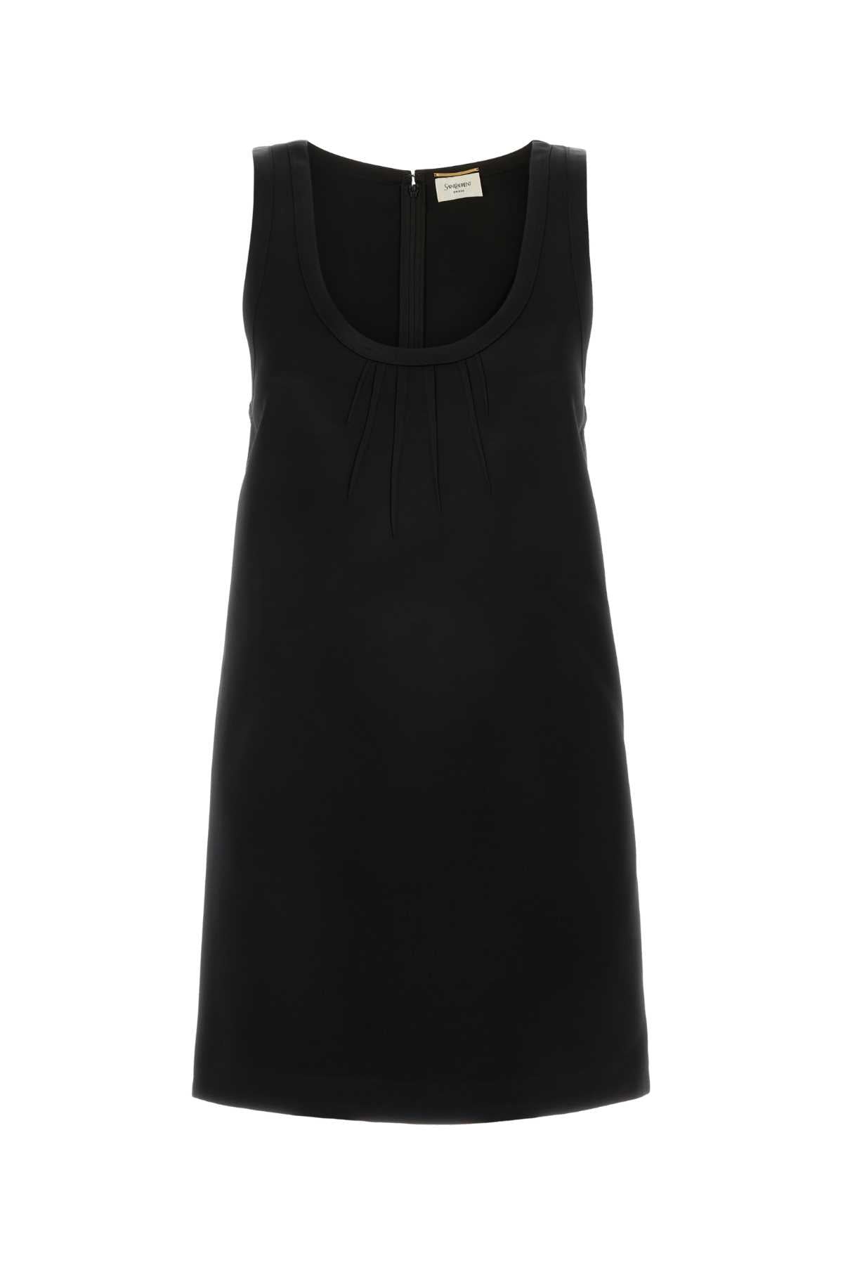Saint Laurent Women Black Satin Mini Dress SAINT LAURENT
