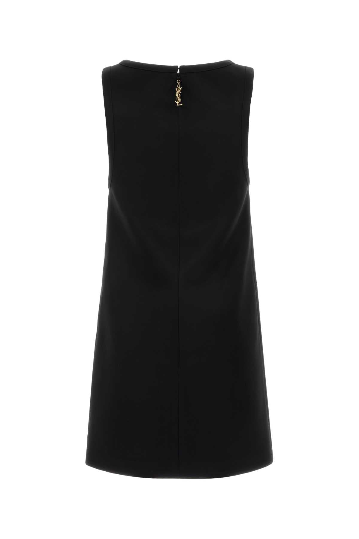 Saint Laurent Women Black Satin Mini Dress SAINT LAURENT