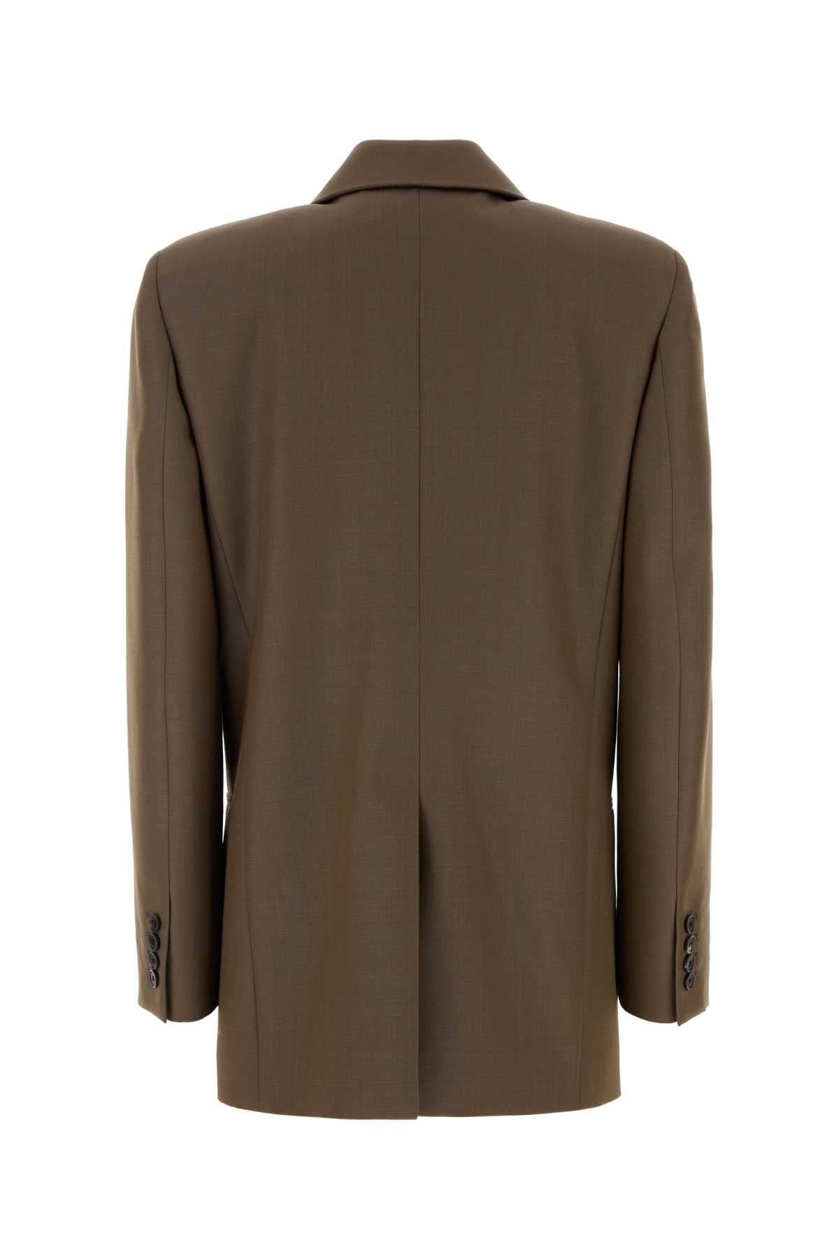 Saint Laurent Women Mud Wool Blend Oversize Blazer SAINT LAURENT