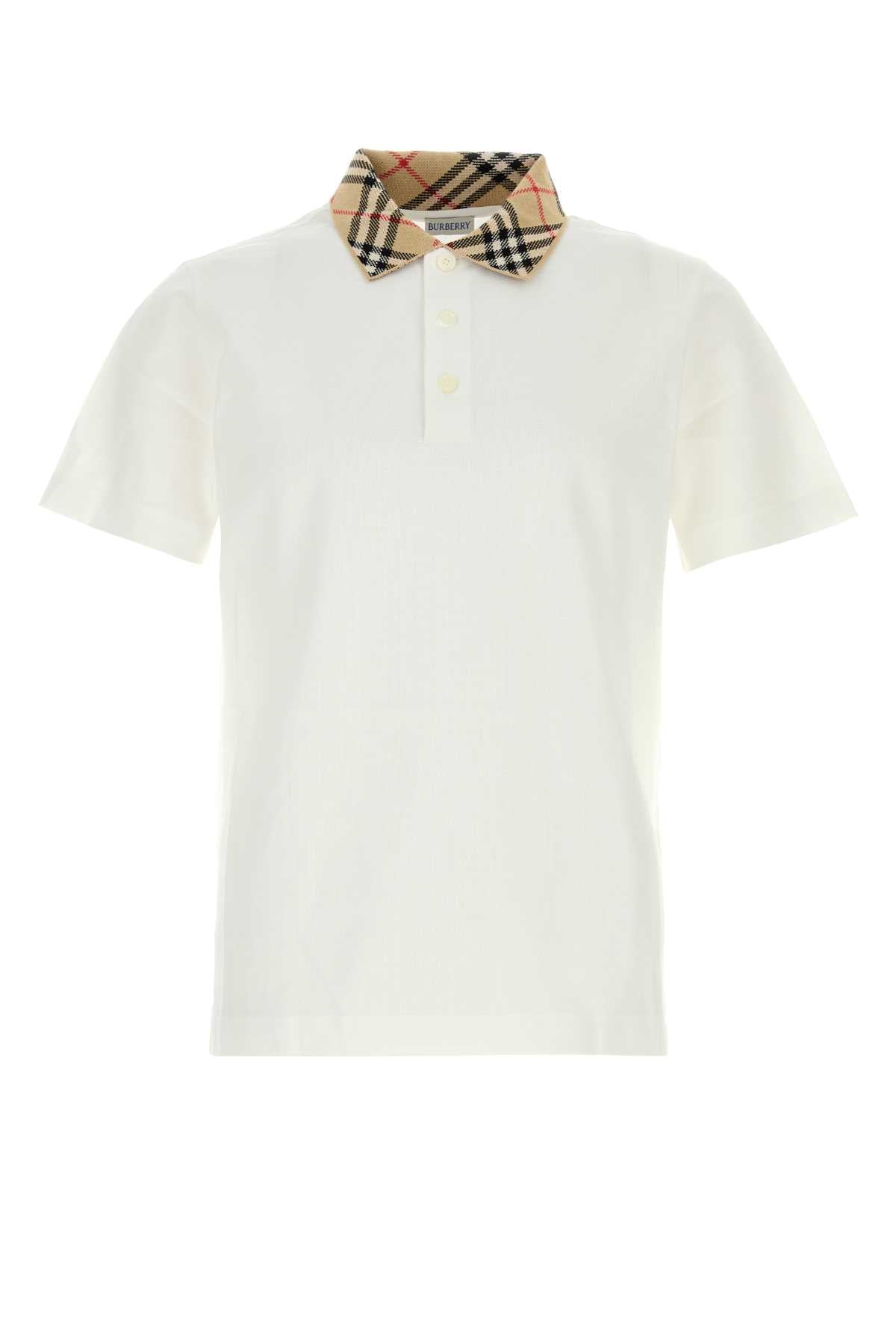 Burberry Men White Piquet Polo Shirt BURBERRY