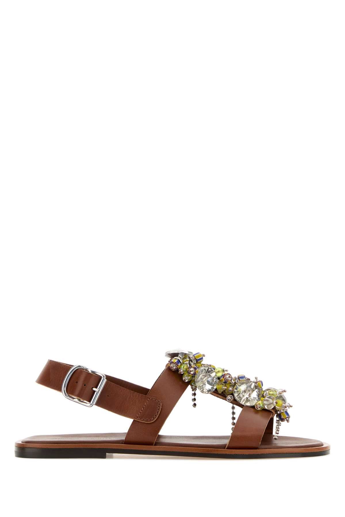 Dries Van Noten Women Caramel Leather Sandals DRIES VAN NOTEN