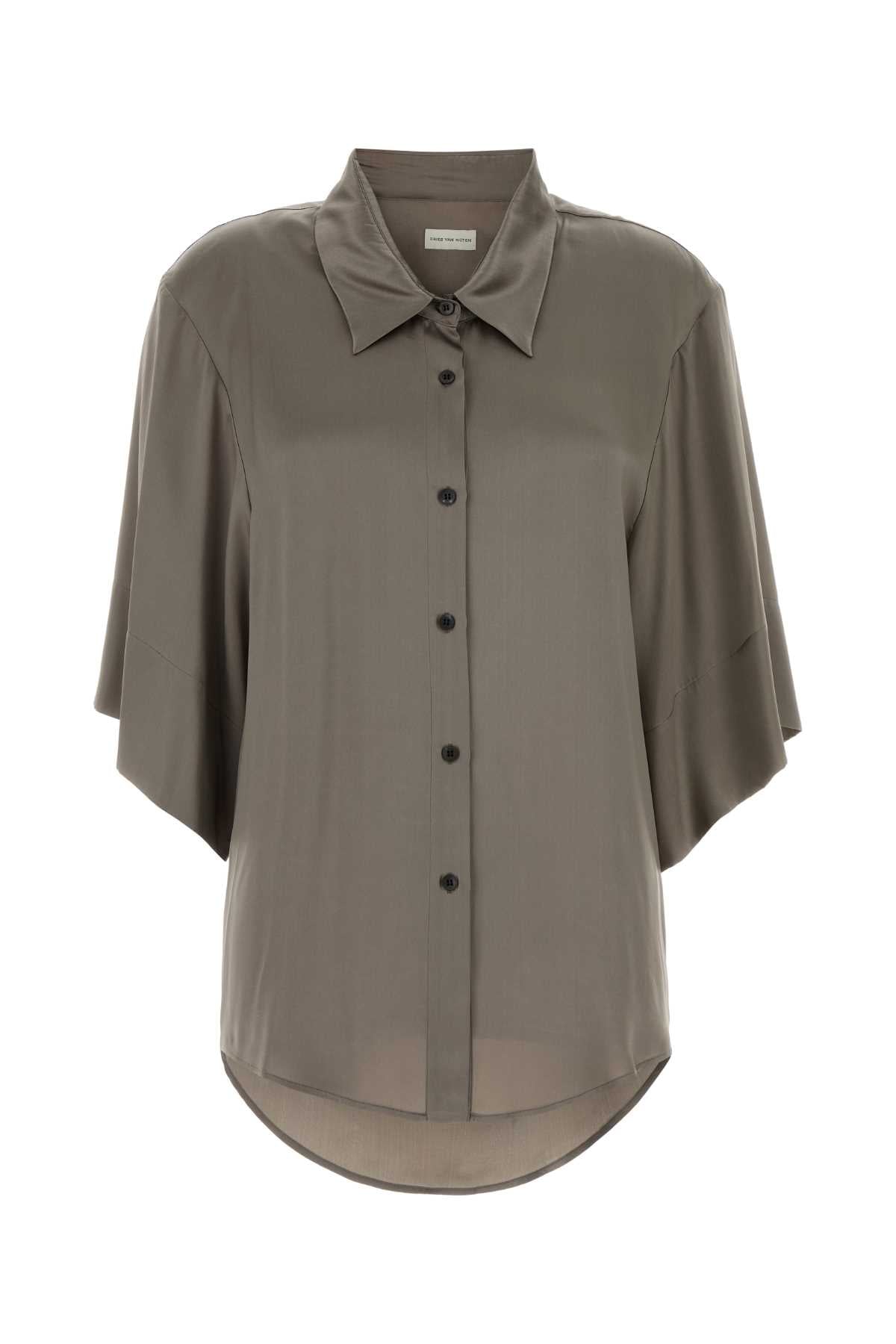 Dries Van Noten Women Grey Satin Clea Shirt DRIES VAN NOTEN
