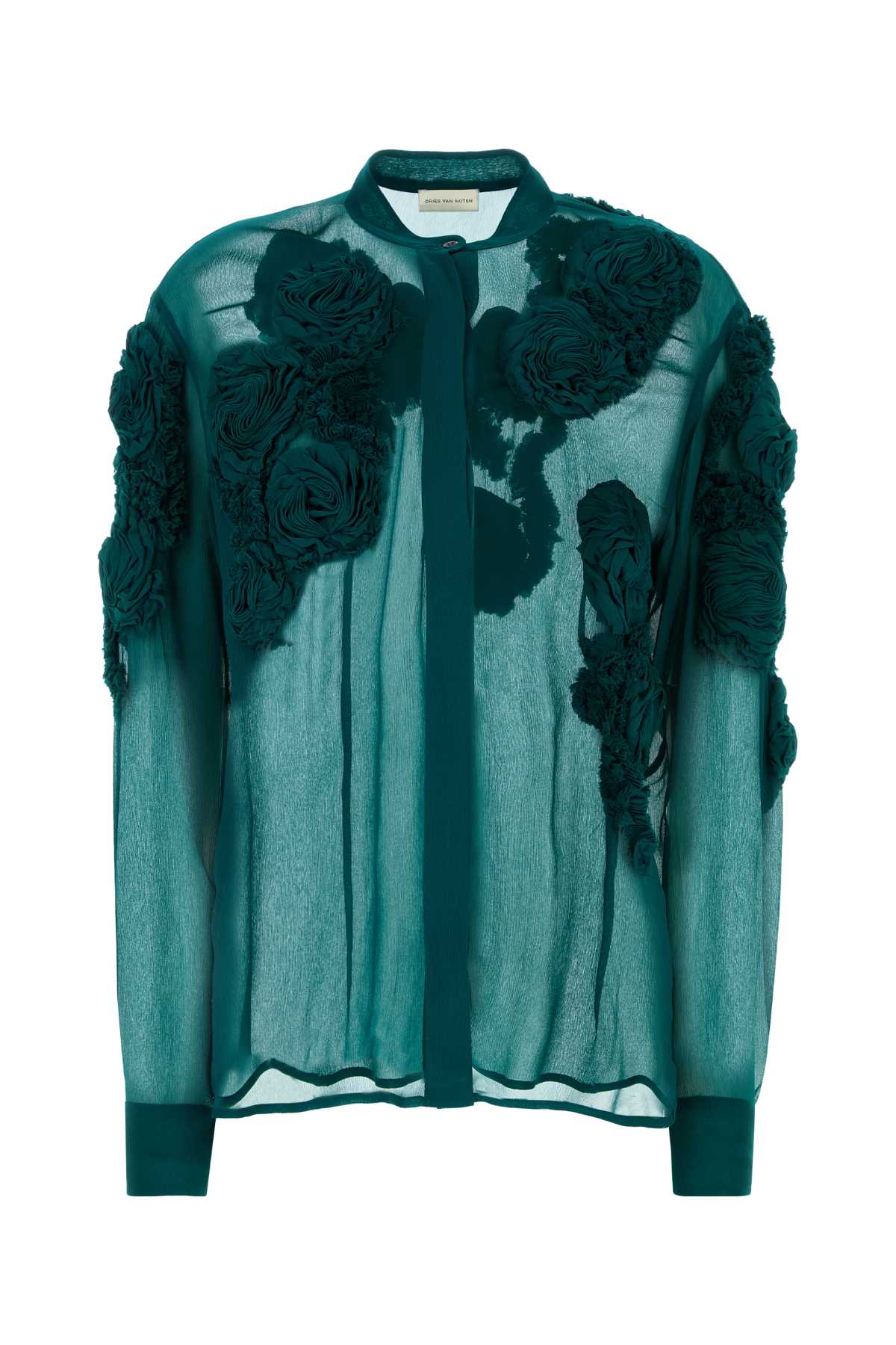 Dries Van Noten Women Teal Green Crepe Chowsa Shirt DRIES VAN NOTEN