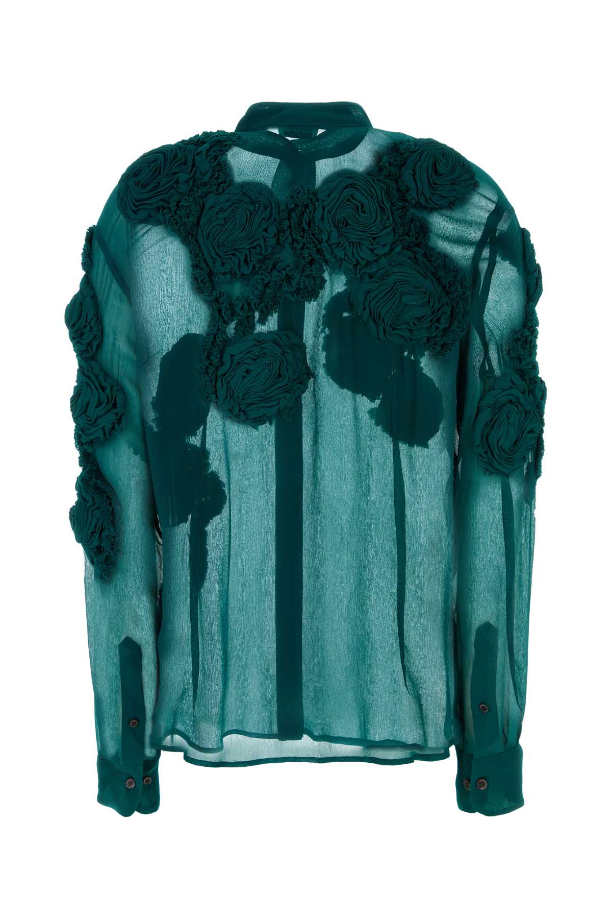 Dries Van Noten Women Teal Green Crepe Chowsa Shirt DRIES VAN NOTEN