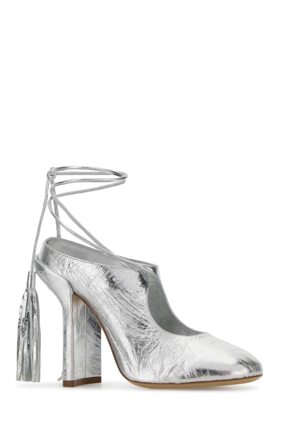 Dries Van Noten Women Silver Leather Mules DRIES VAN NOTEN