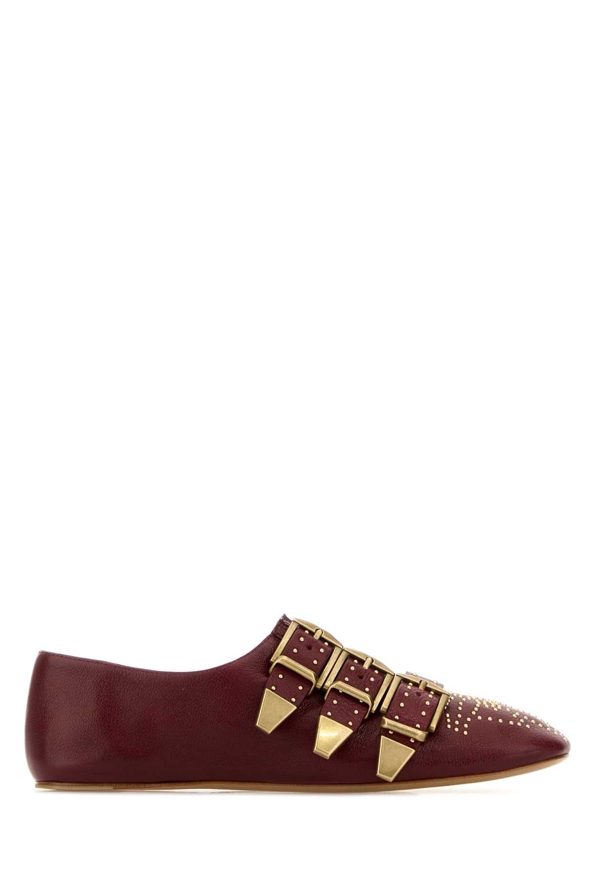 Chloe Women Burgundy Leather Susan Ballerinas CHLOE