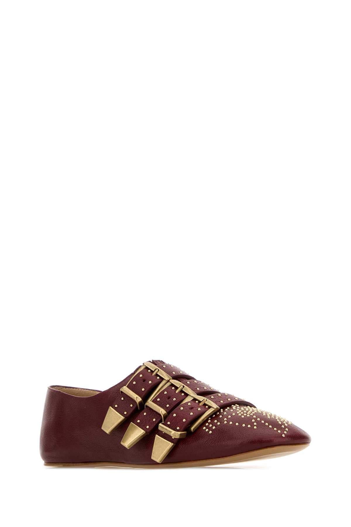 Chloe Women Burgundy Leather Susan Ballerinas CHLOE