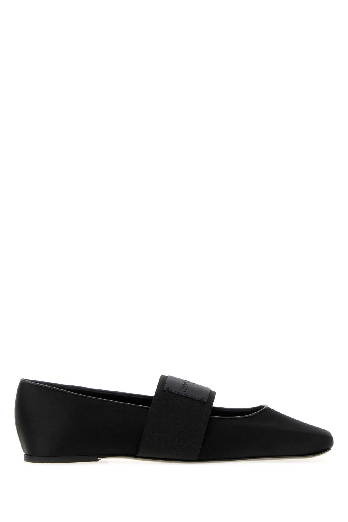 Givenchy Women Black Satin Sliced Square Ballerinas GIVENCHY