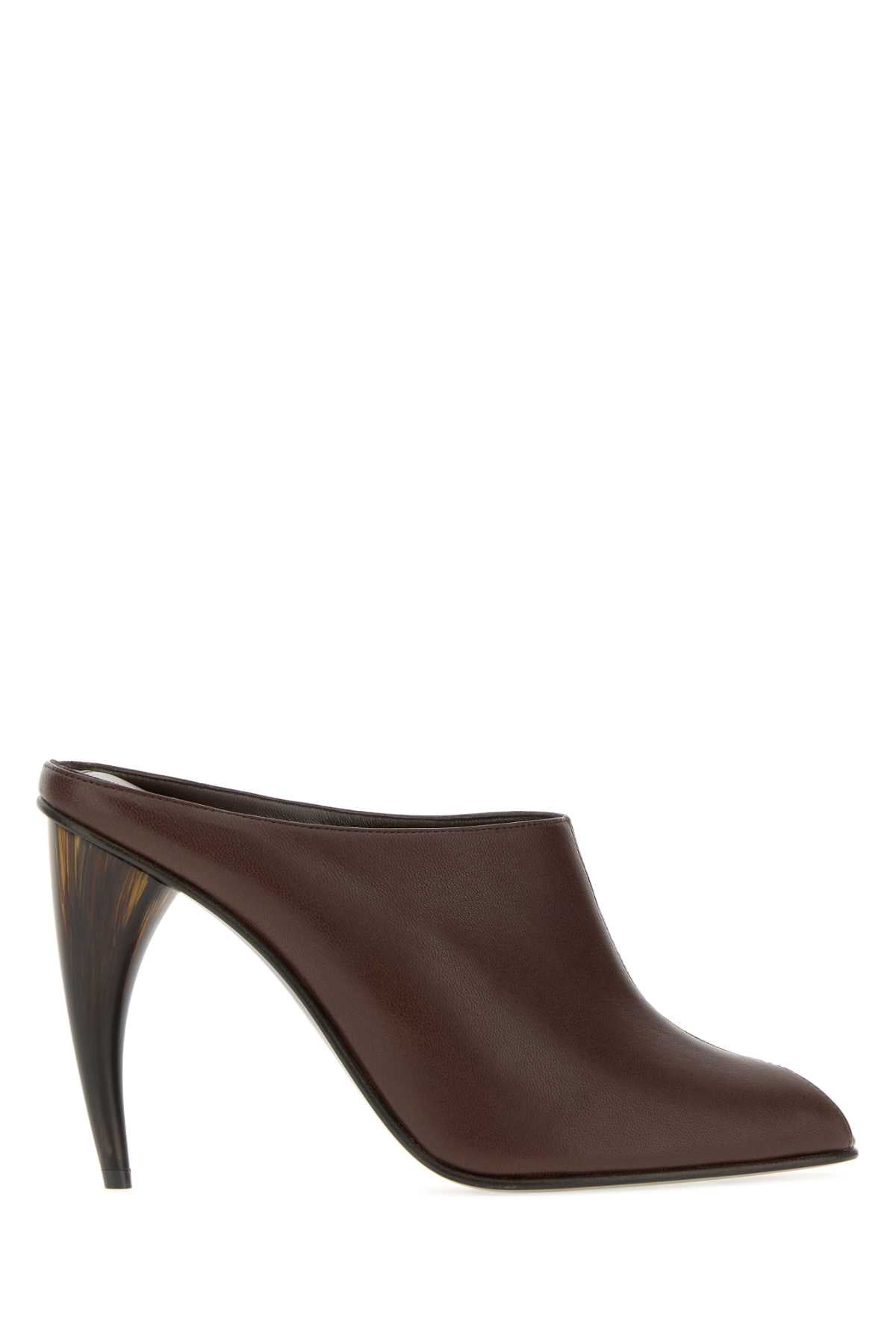 Alexander Mcqueen Women Brown Leather Mules ALEXANDER MCQUEEN