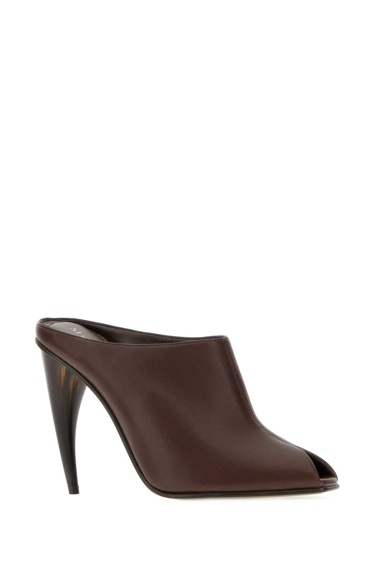 Alexander Mcqueen Women Brown Leather Mules ALEXANDER MCQUEEN
