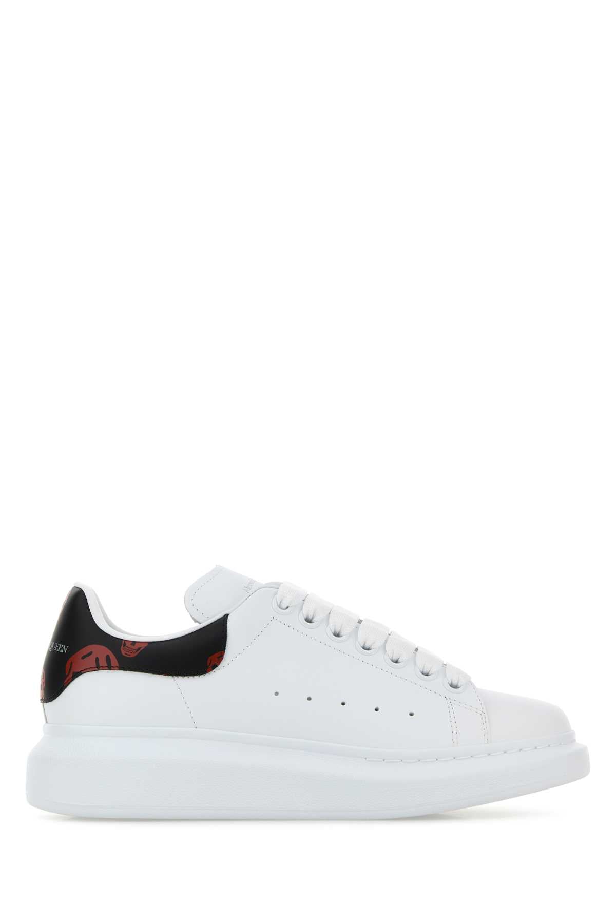Alexander Mcqueen Women White Leather Sneakers With Printed Leather Heel ALEXANDER MCQUEEN