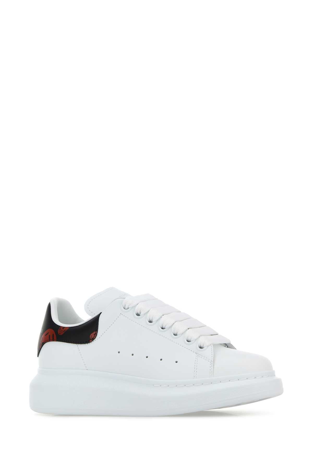 Alexander Mcqueen Women White Leather Sneakers With Printed Leather Heel ALEXANDER MCQUEEN
