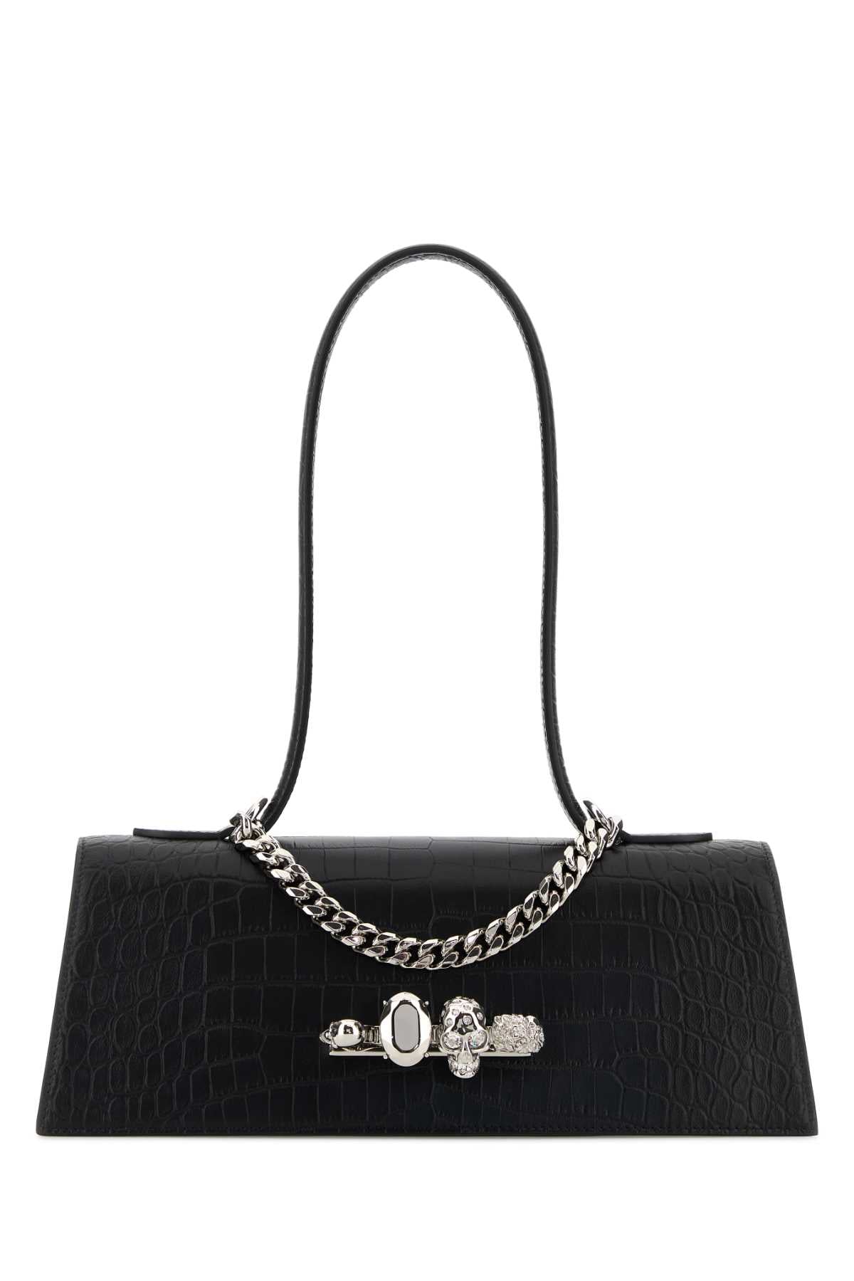 Alexander Mcqueen Women Black Leather Jewelled Shoulder Bag ALEXANDER MCQUEEN
