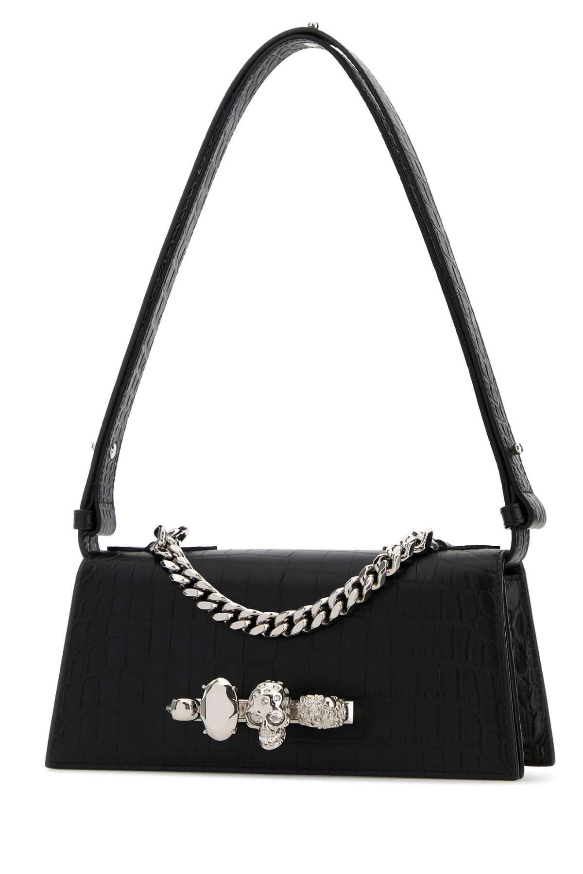 Alexander Mcqueen Women Black Leather Mini Jewelled Shoulder Bag ALEXANDER MCQUEEN