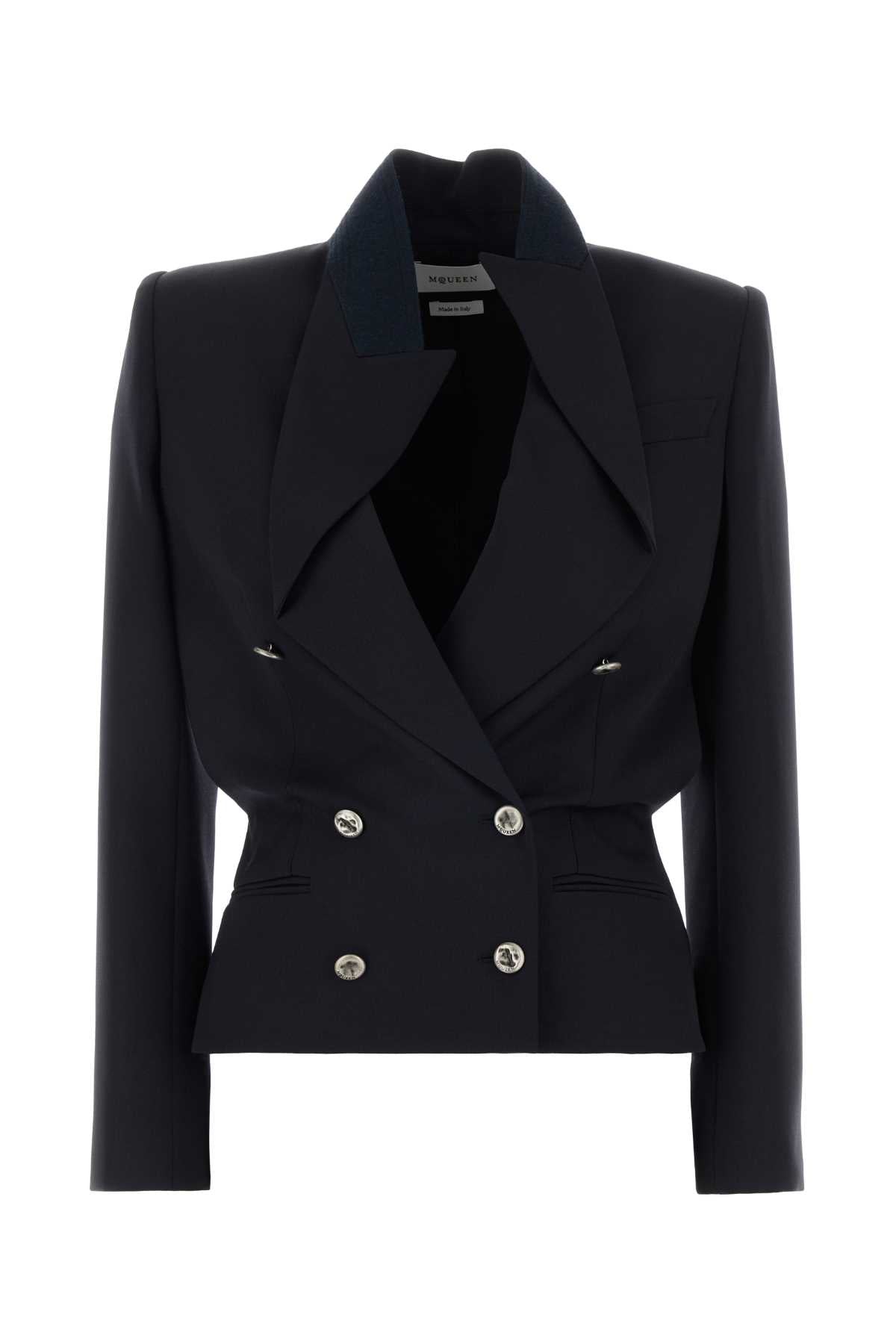 Alexander Mcqueen Women Navy Blue Wool Blazer ALEXANDER MCQUEEN