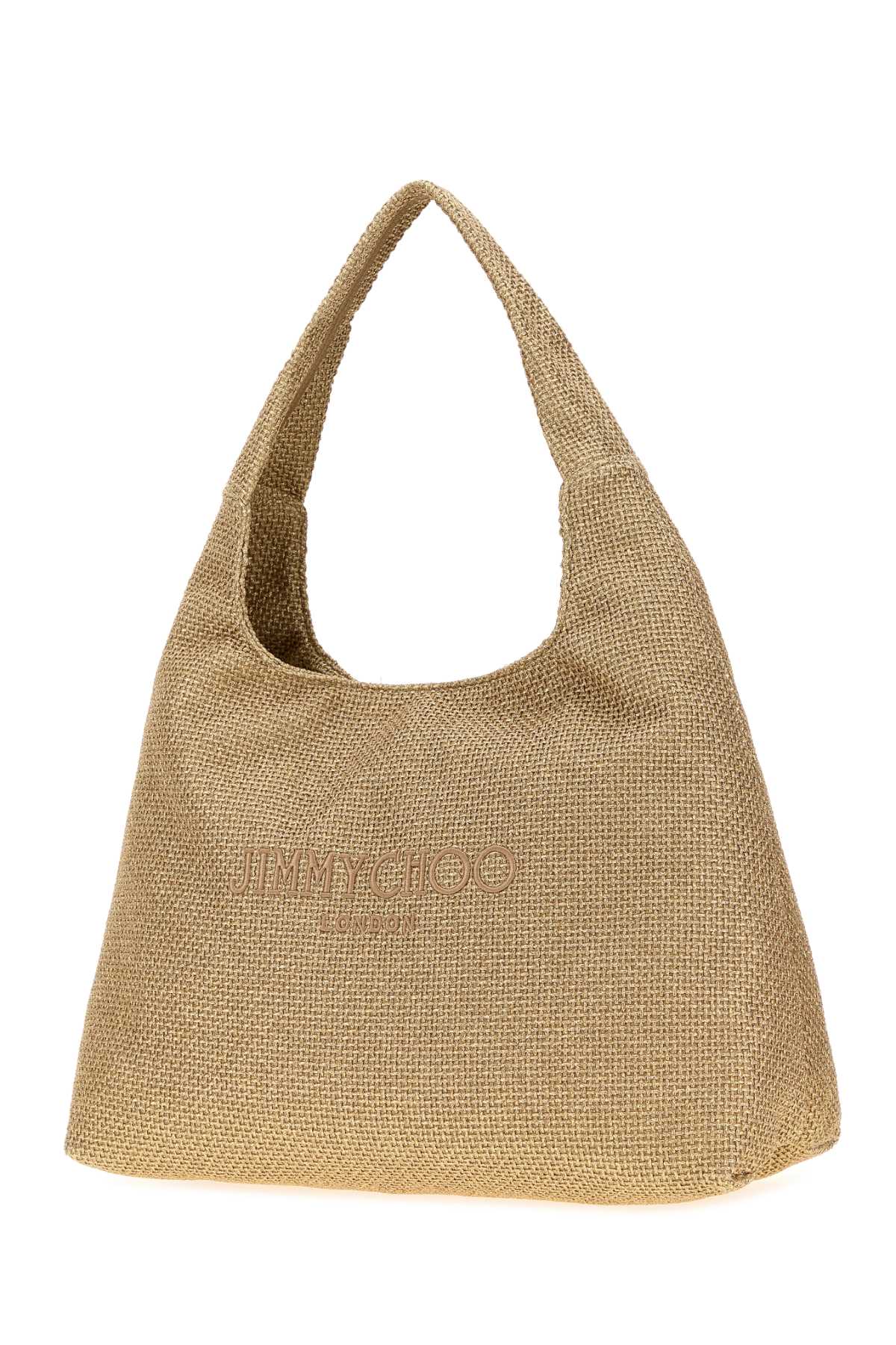 Jimmy Choo Women Gold Raffia Beach Dmnd Shopping Bag JIMMY CHOO