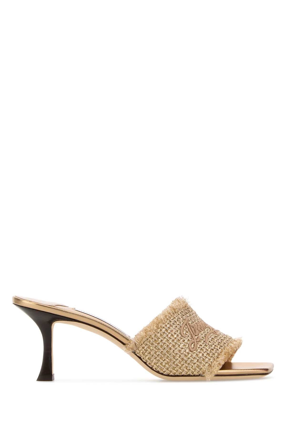 Jimmy Choo Women Gold Fabric Alexia 70 Mules JIMMY CHOO