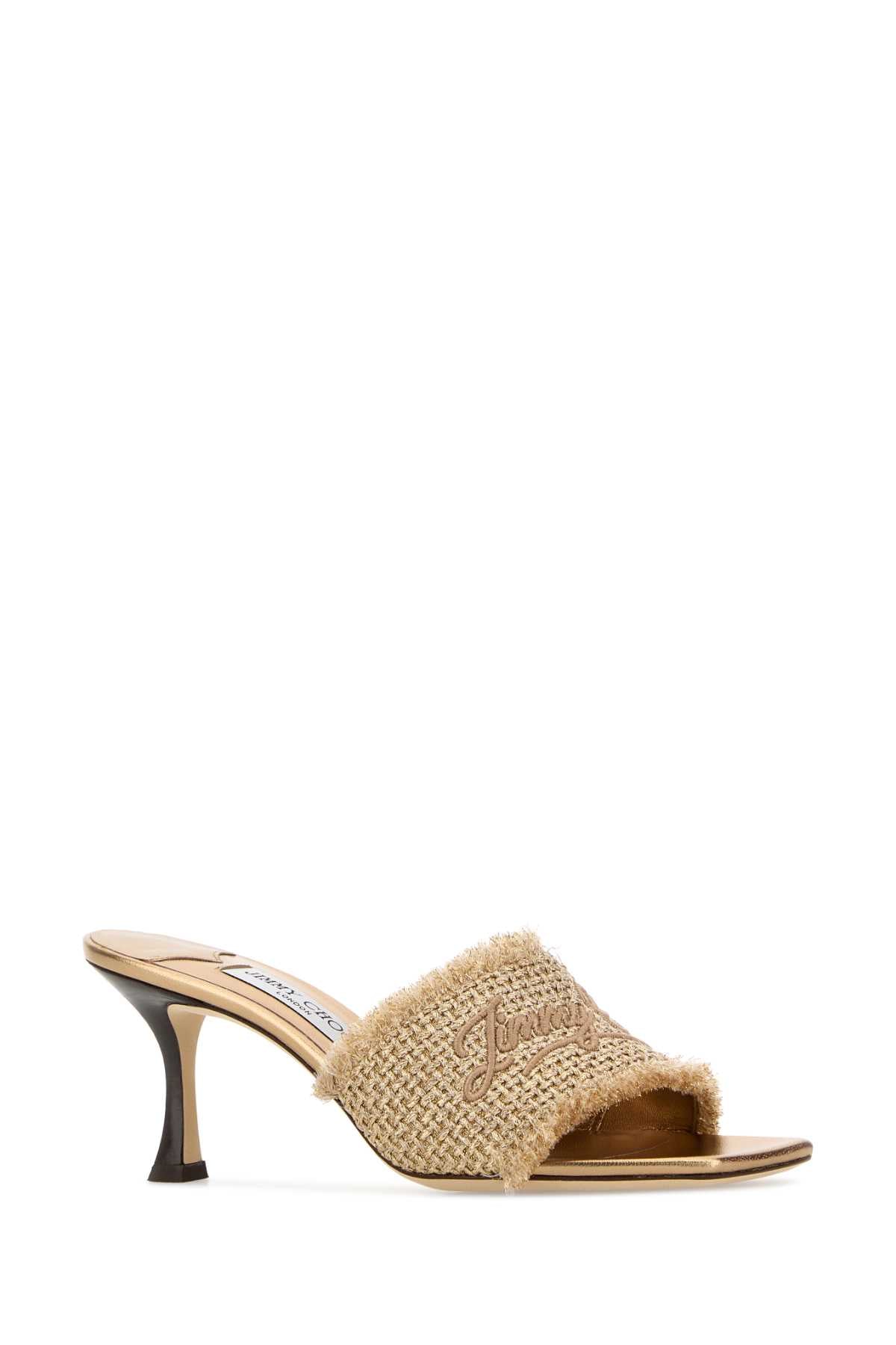 Jimmy Choo Women Gold Fabric Alexia 70 Mules JIMMY CHOO