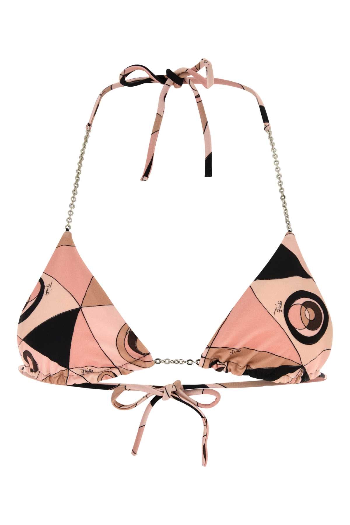 Emilio Pucci Women Printed Stretch Nylon Bikini Top PUCCI